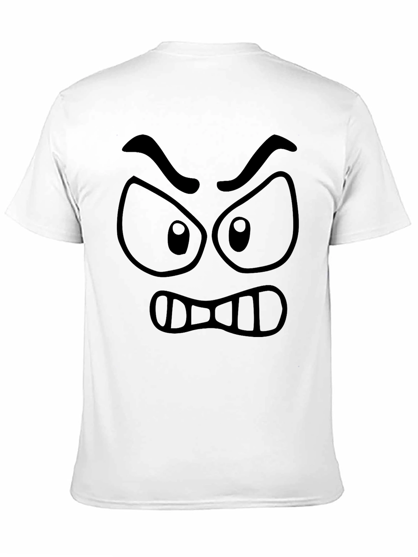 Angry Face Graphic T-Shirt - Black Crew Neck