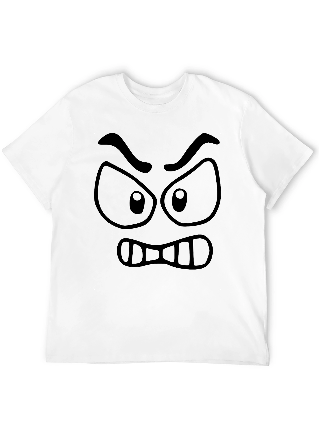 Angry Face Graphic T-Shirt - Black Crew Neck