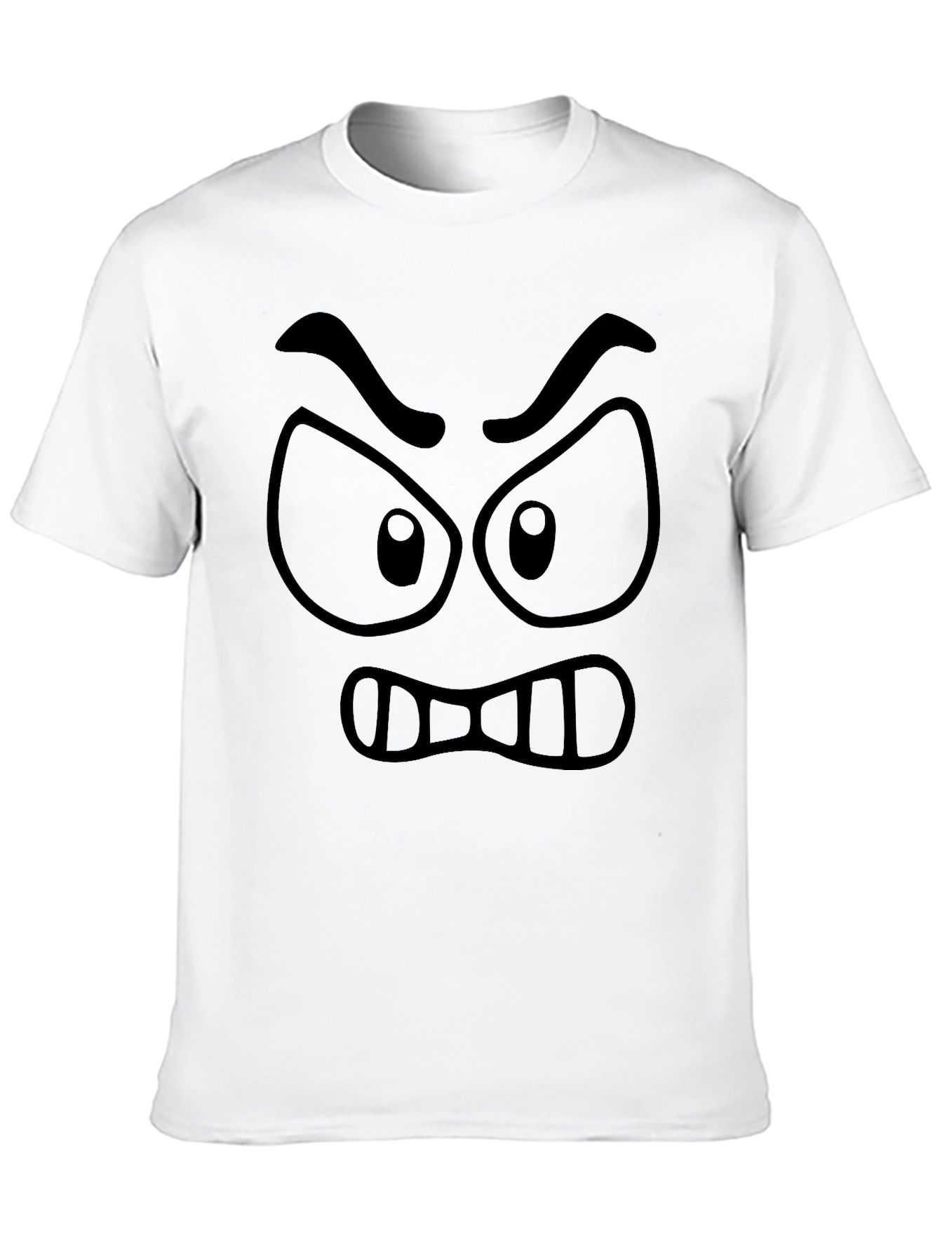Angry Face Graphic T-Shirt - Black Crew Neck