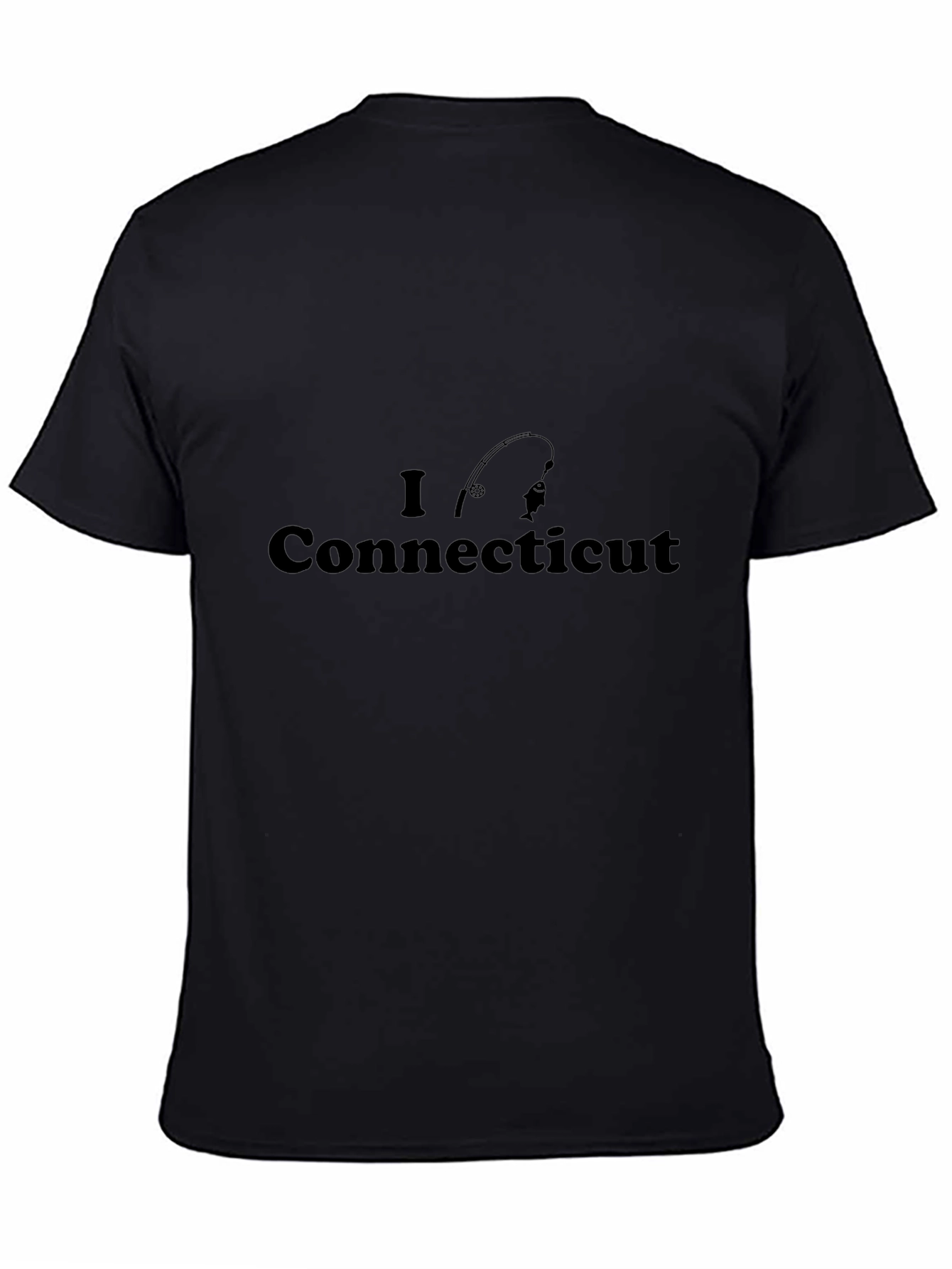 I Love Connecticut Fishing Black T-Shirt