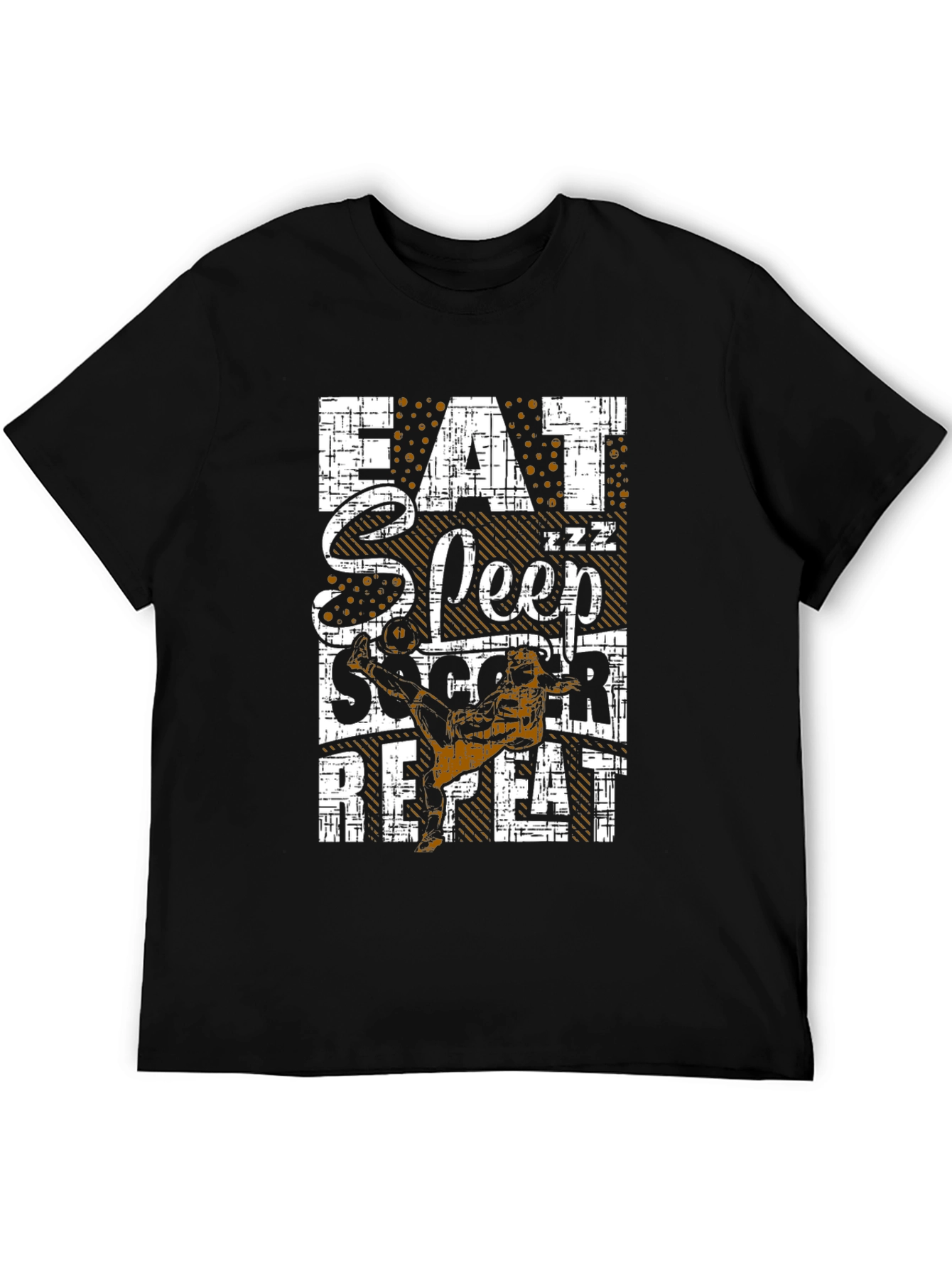 Eat Sleep Soccer Repeat Black Graphic T-Shirt