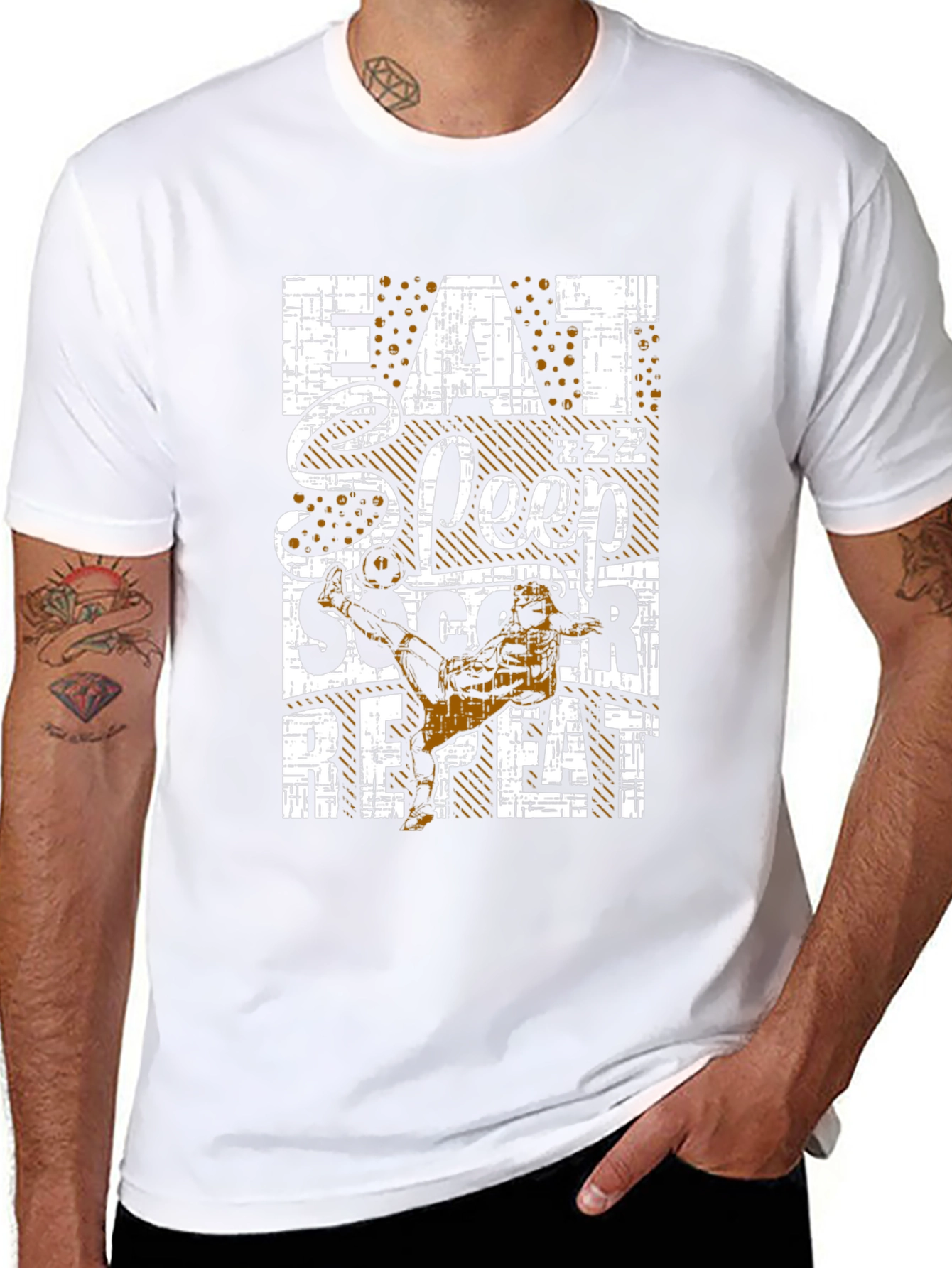 Eat Sleep Soccer Repeat Black Graphic T-Shirt