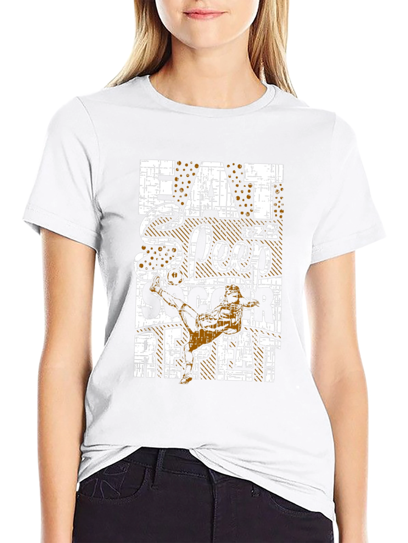 Eat Sleep Soccer Repeat Black Graphic T-Shirt