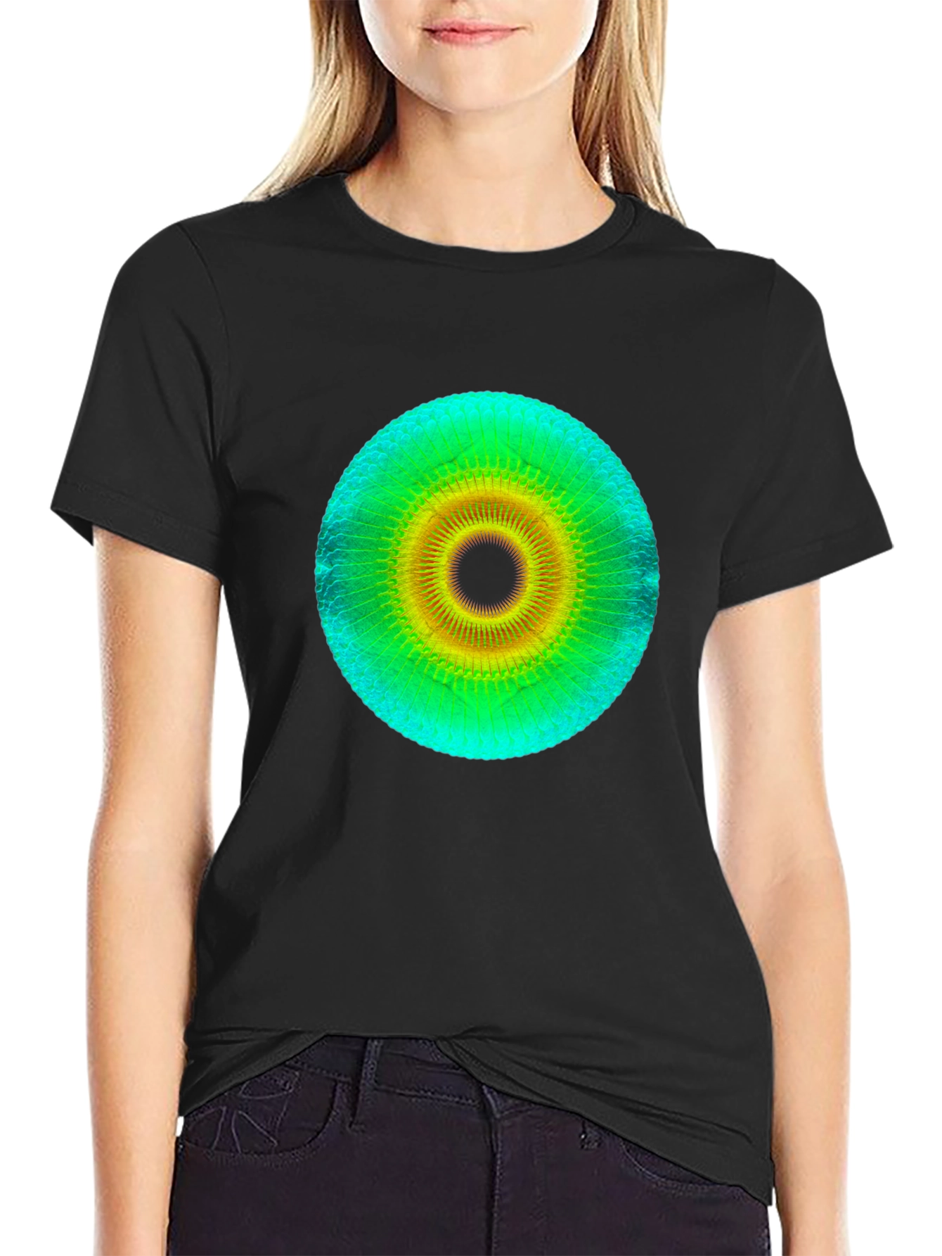 Geometric Eye Design Black T-Shirt