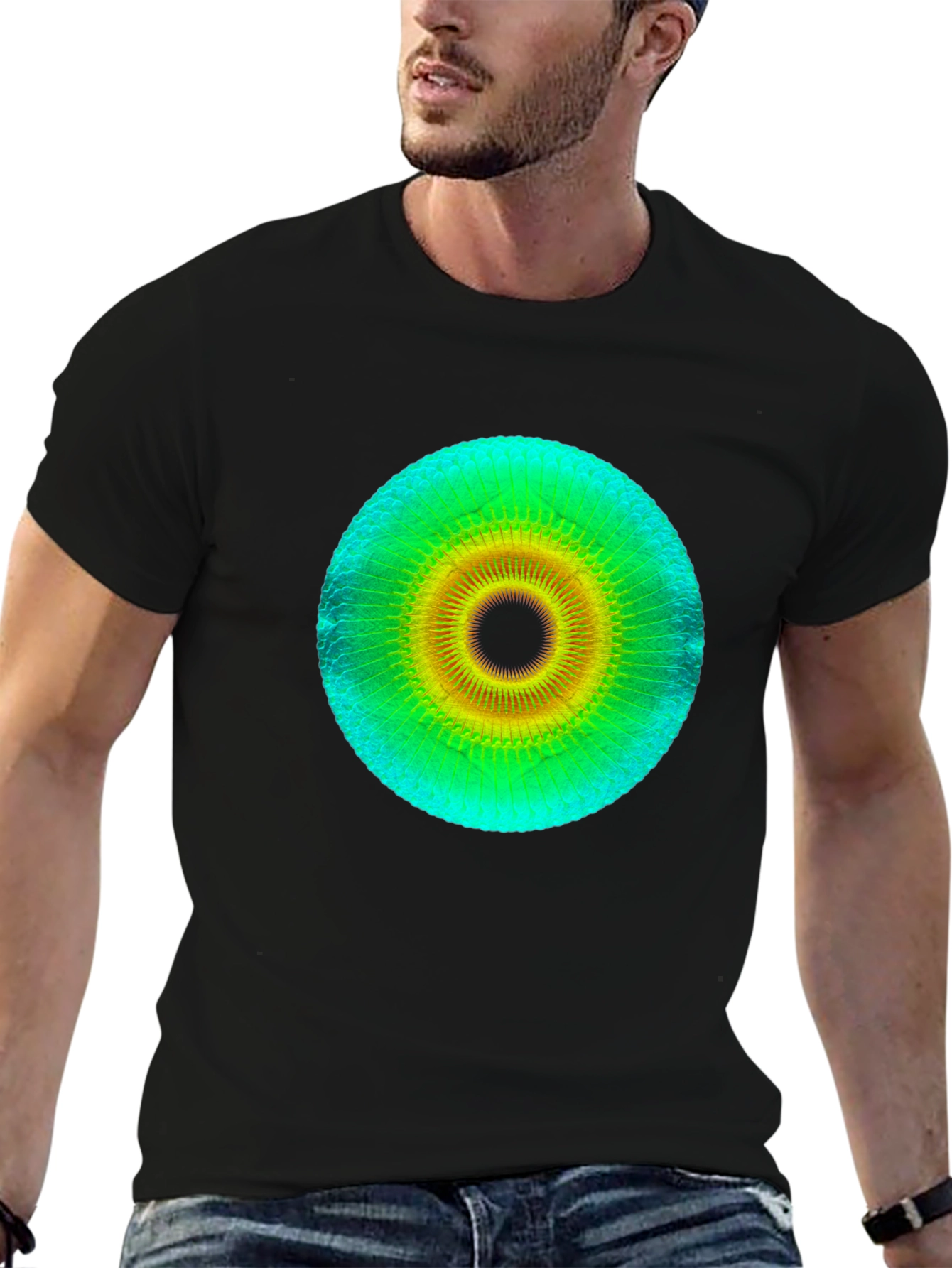Geometric Eye Design Black T-Shirt