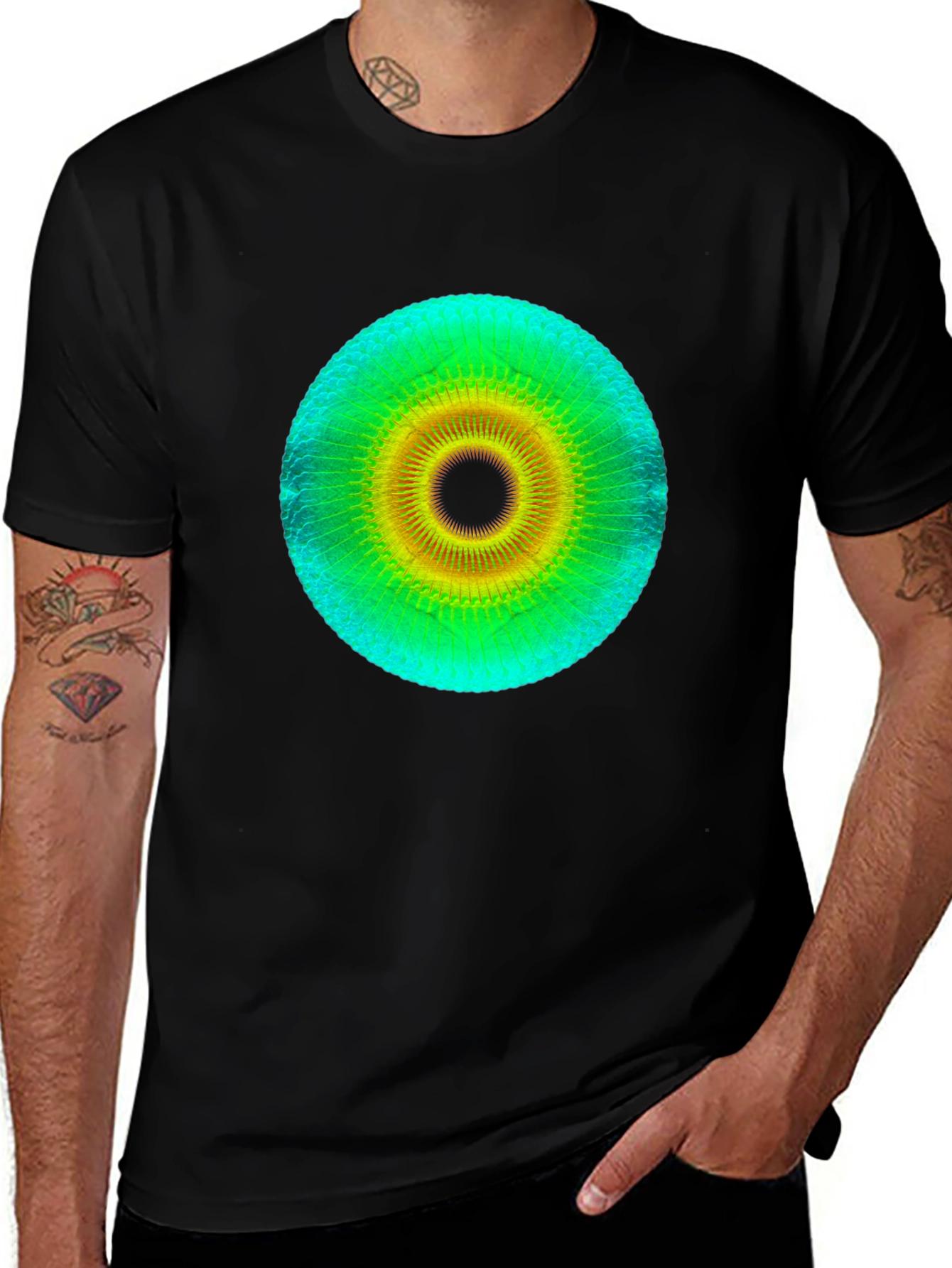 Geometric Eye Design Black T-Shirt