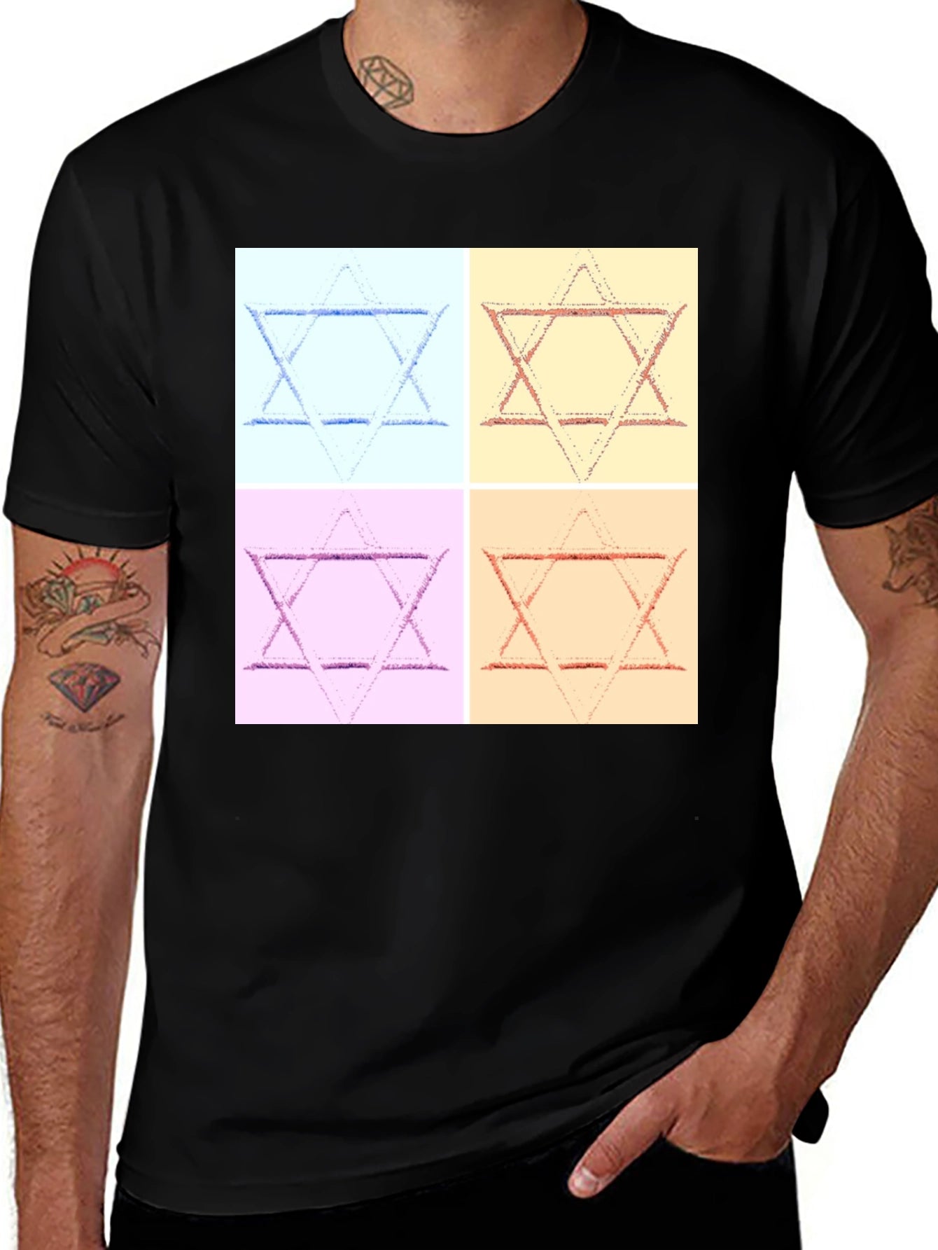 Pop Art Star of David Graphic T-Shirt