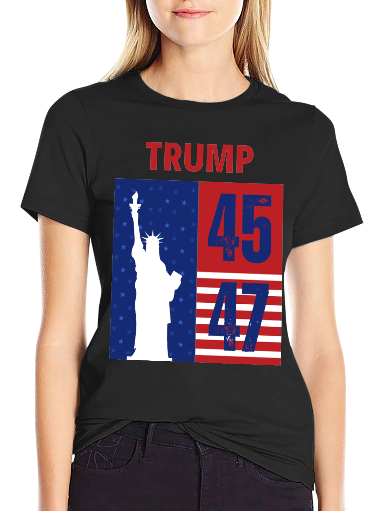 Trump 45 47 T-Shirt - Patriotic USA Flag Tee
