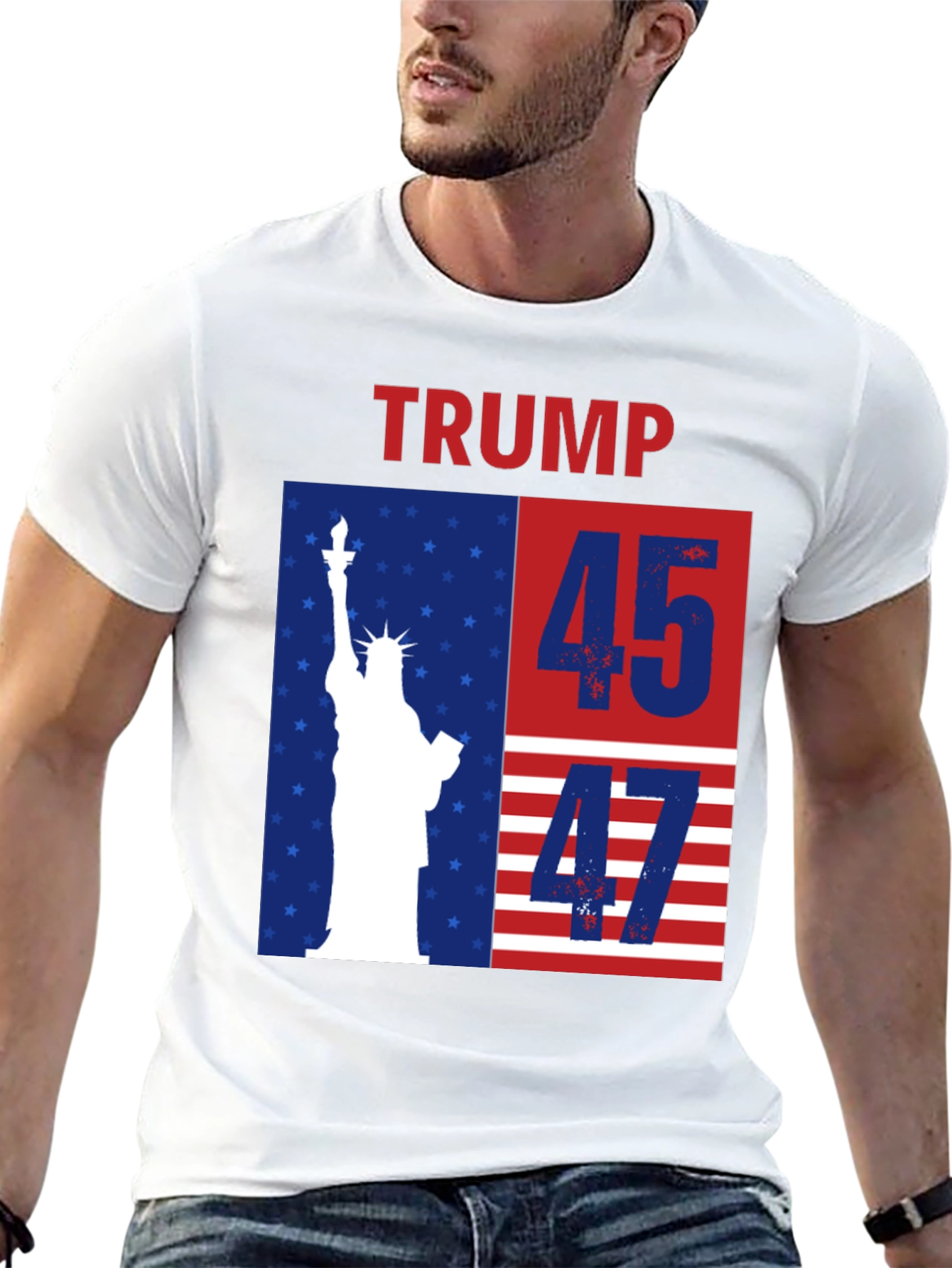 Trump 45 47 T-Shirt - Patriotic USA Flag Tee