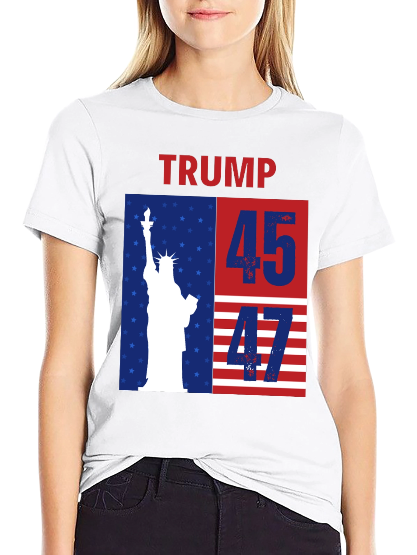 Trump 45 47 T-Shirt - Patriotic USA Flag Tee