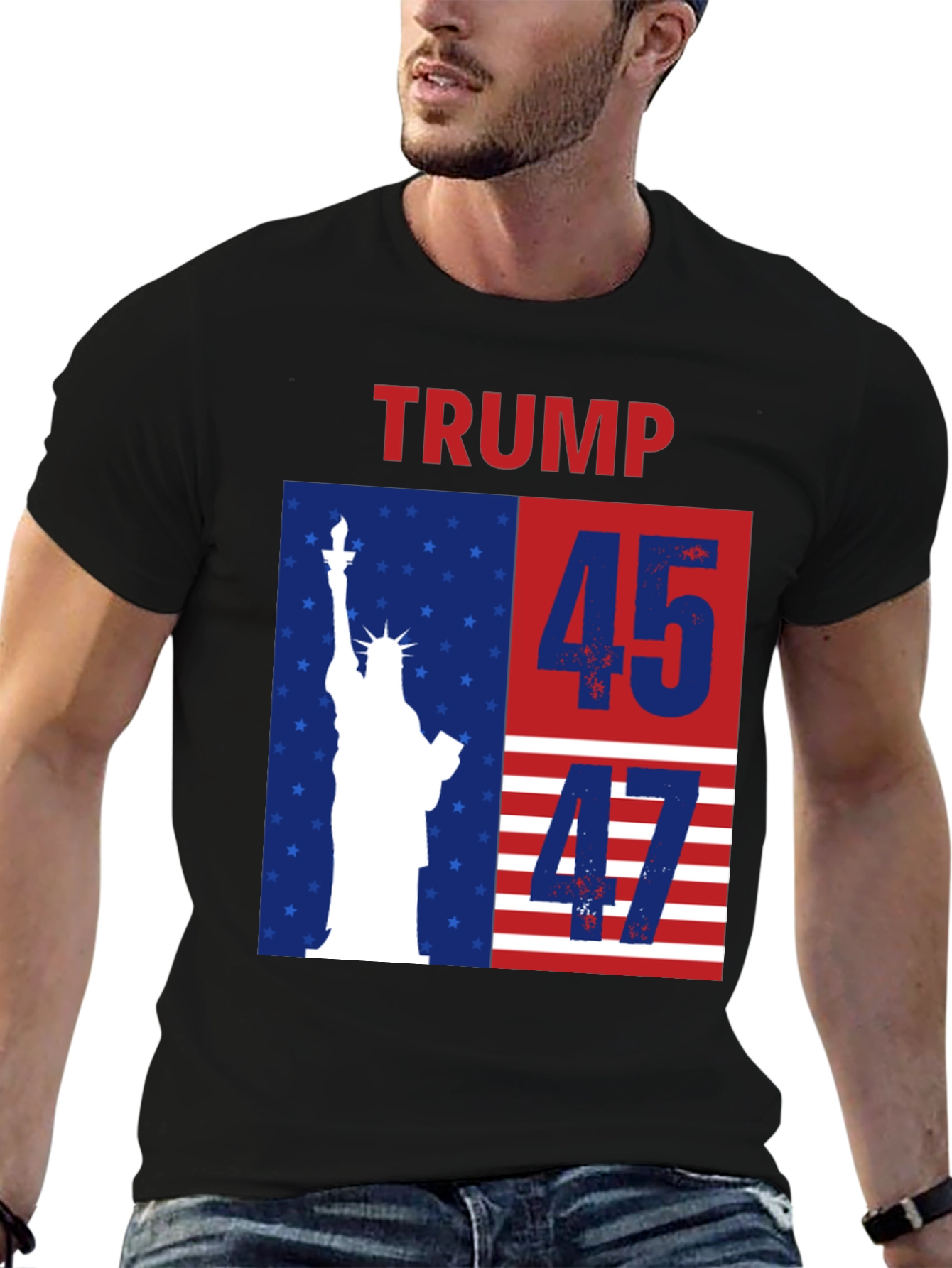 Trump 45 47 T-Shirt - Patriotic USA Flag Tee