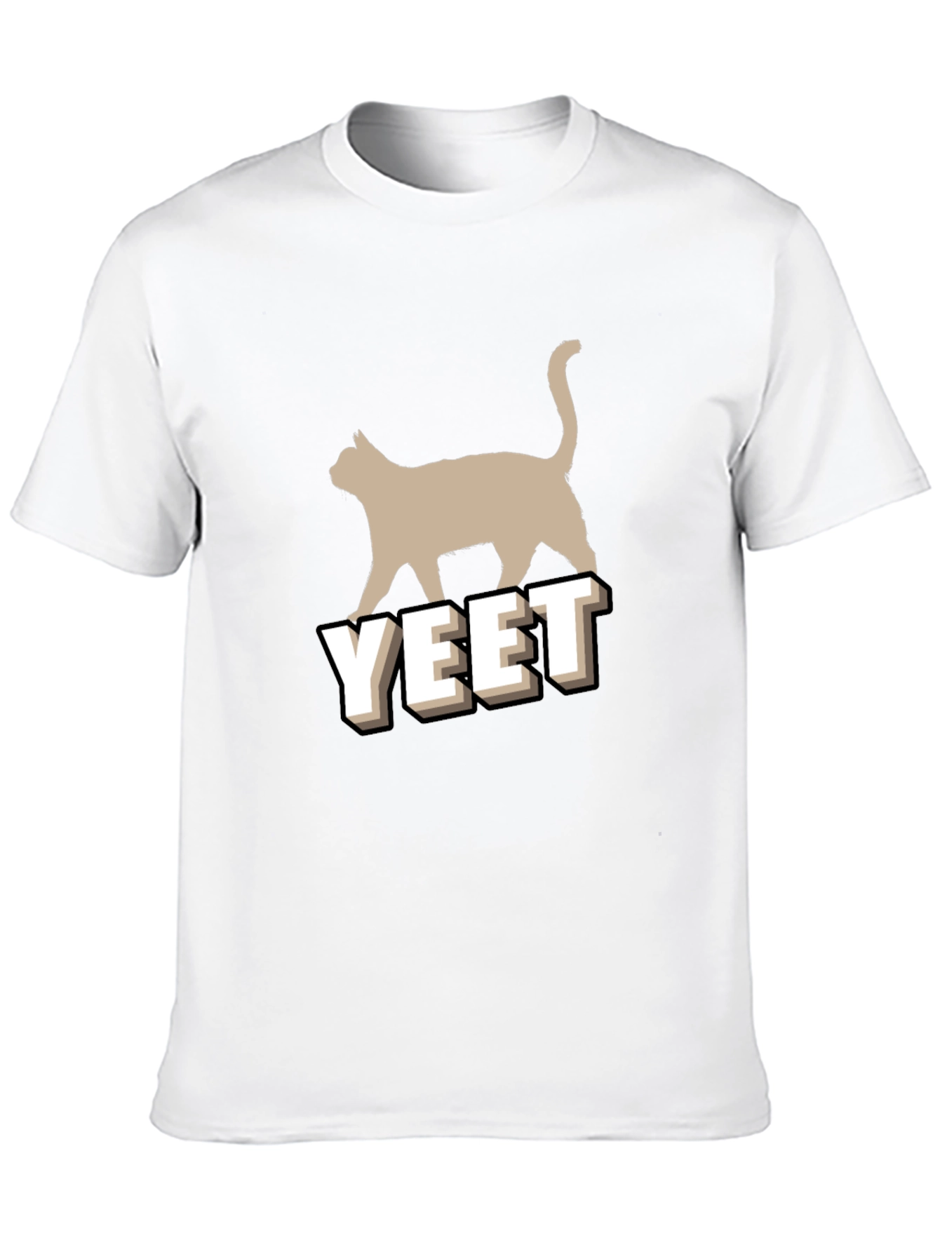Yeet Cat Graphic Tee - Unisex Black Cotton T-Shirt