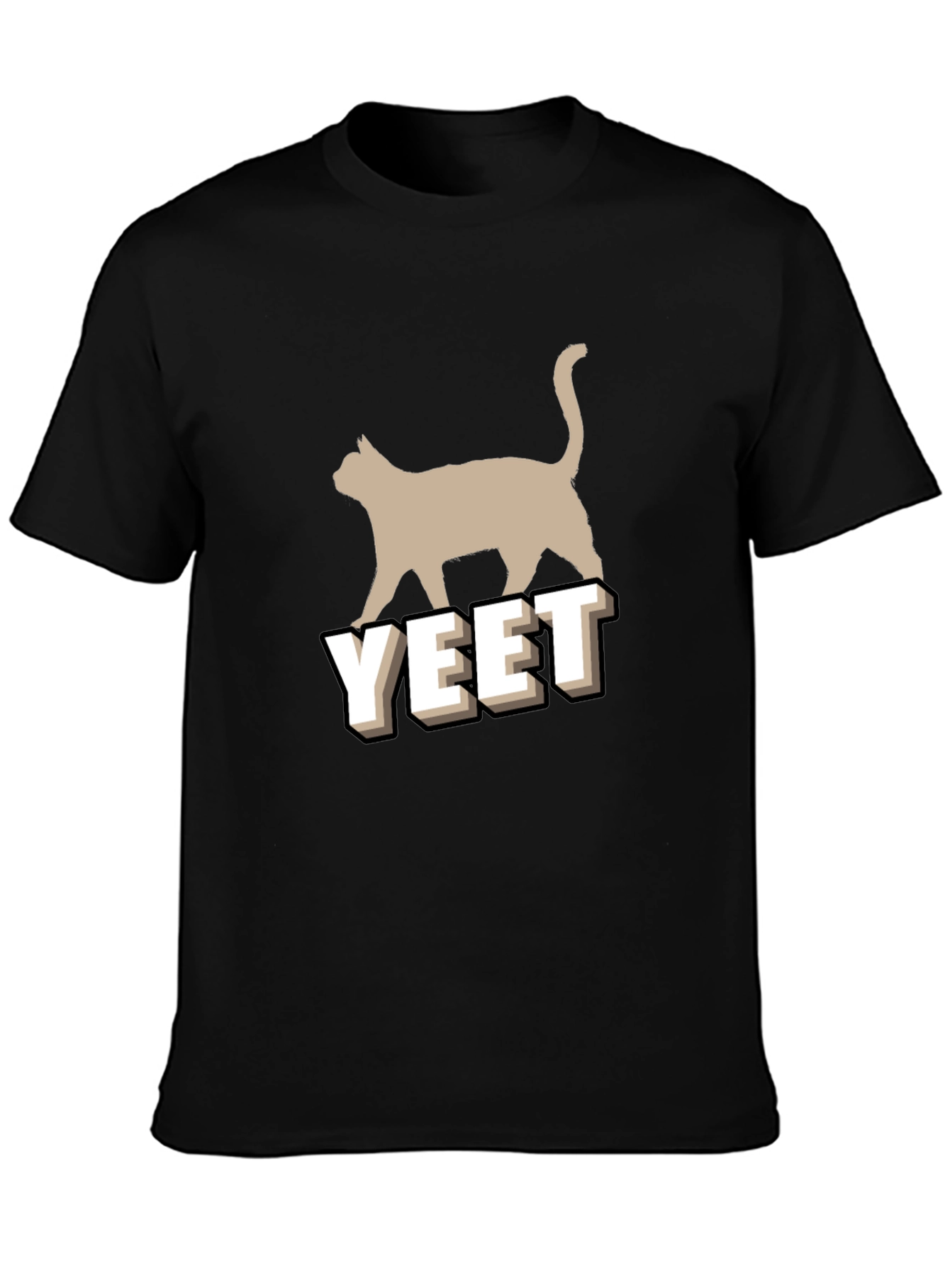 Yeet Cat Graphic Tee - Unisex Black Cotton T-Shirt