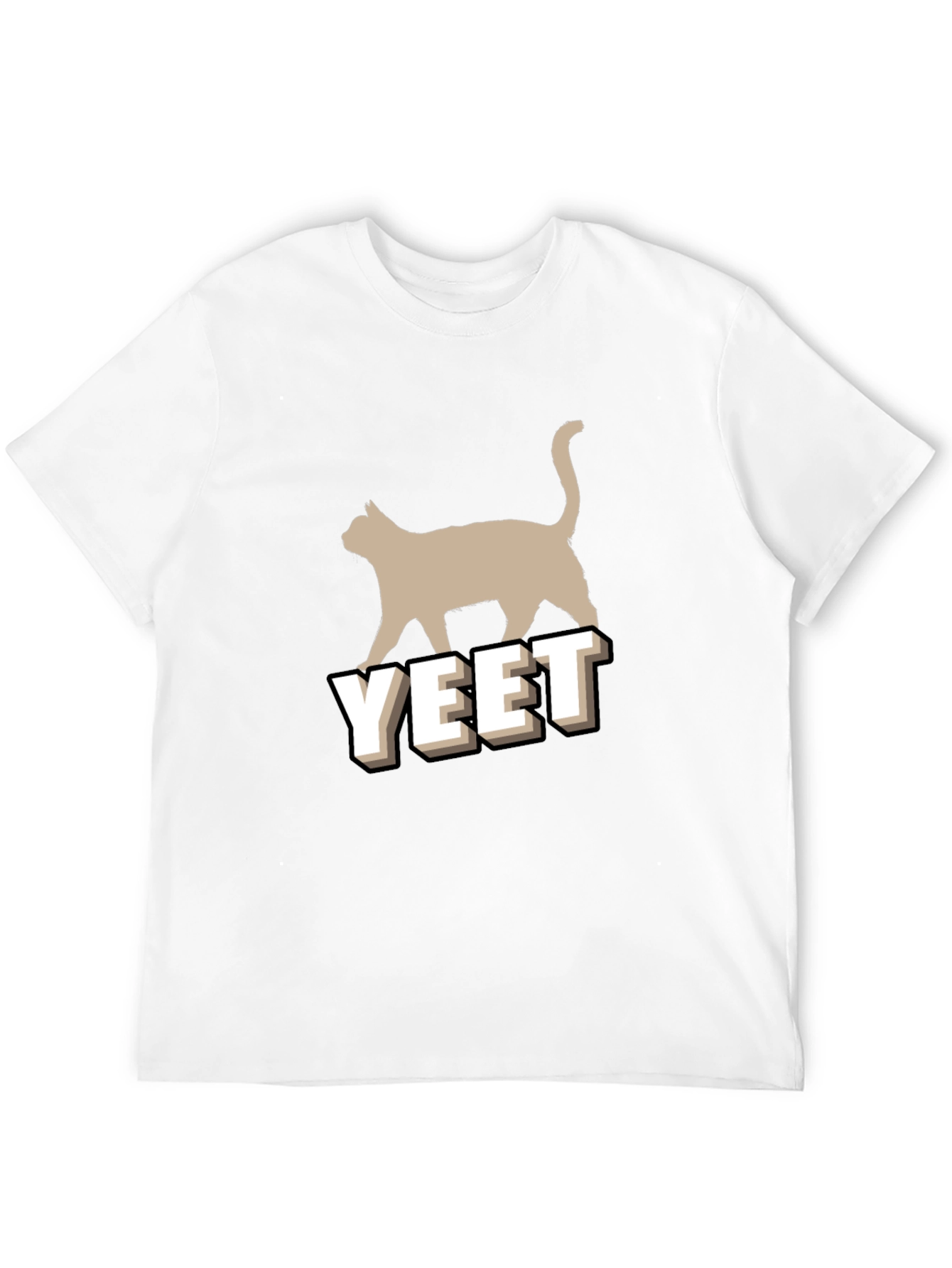 Yeet Cat Graphic Tee - Unisex Black Cotton T-Shirt