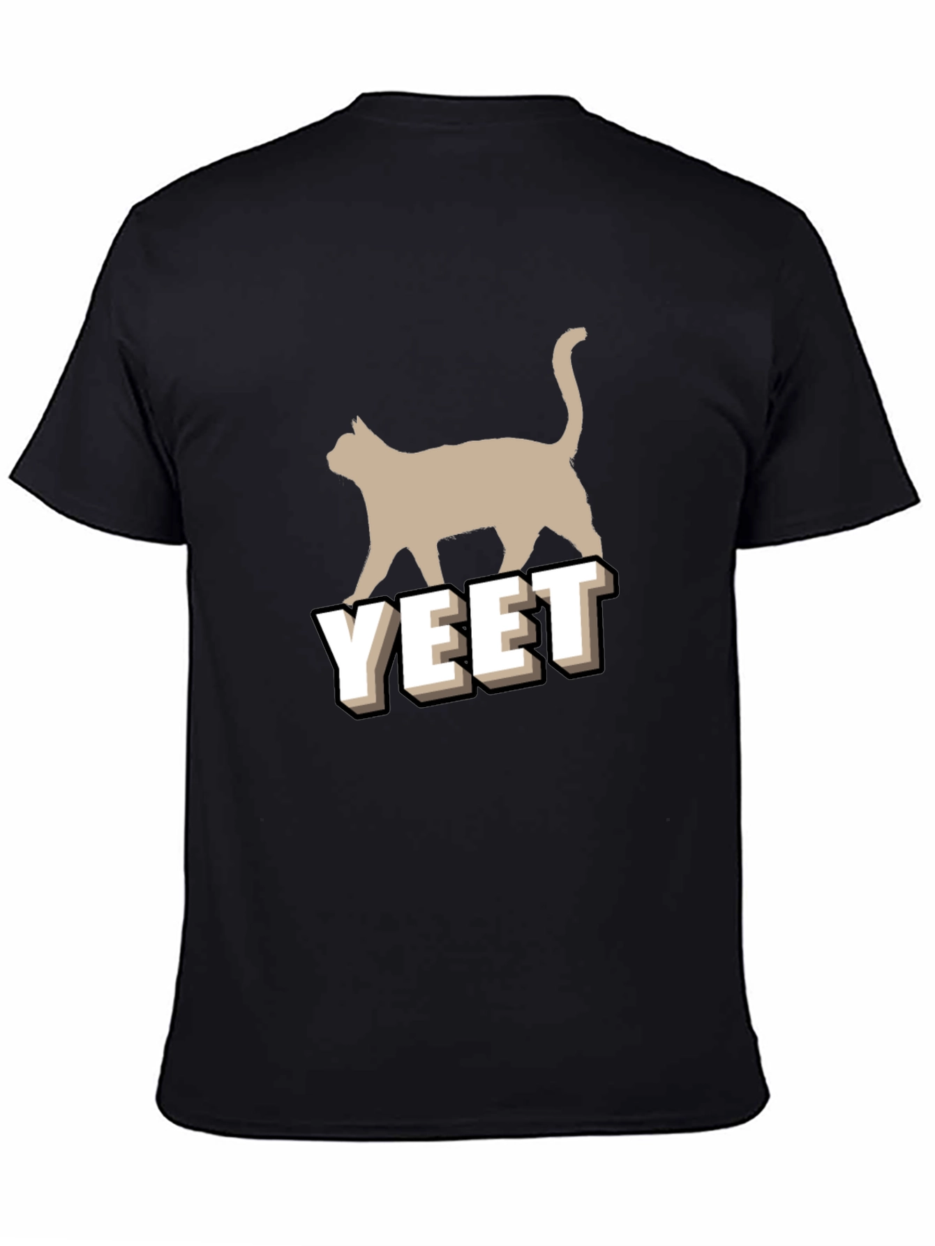Yeet Cat Graphic Tee - Unisex Black Cotton T-Shirt