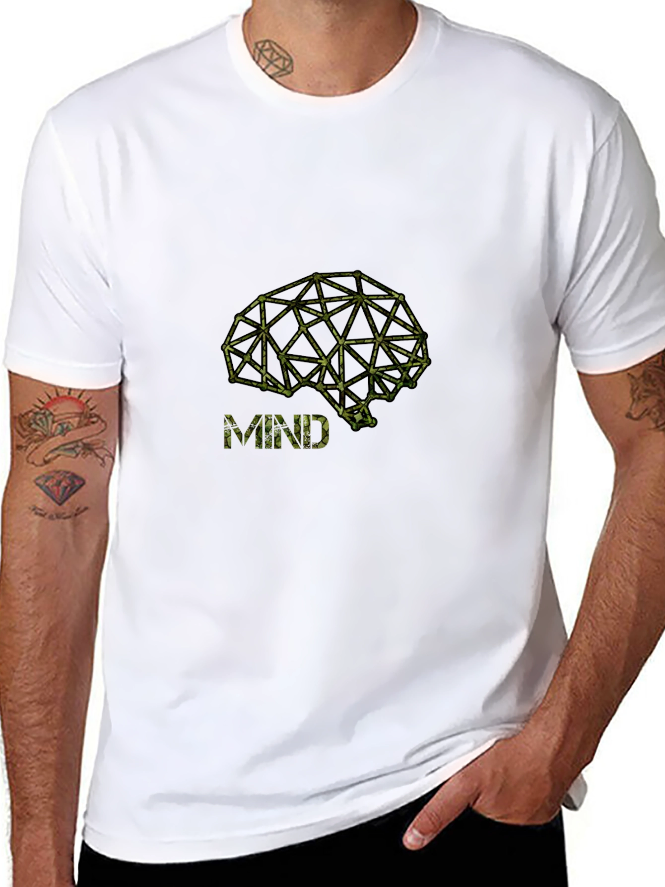 Mind Graphic Tee - Geometric Brain Design