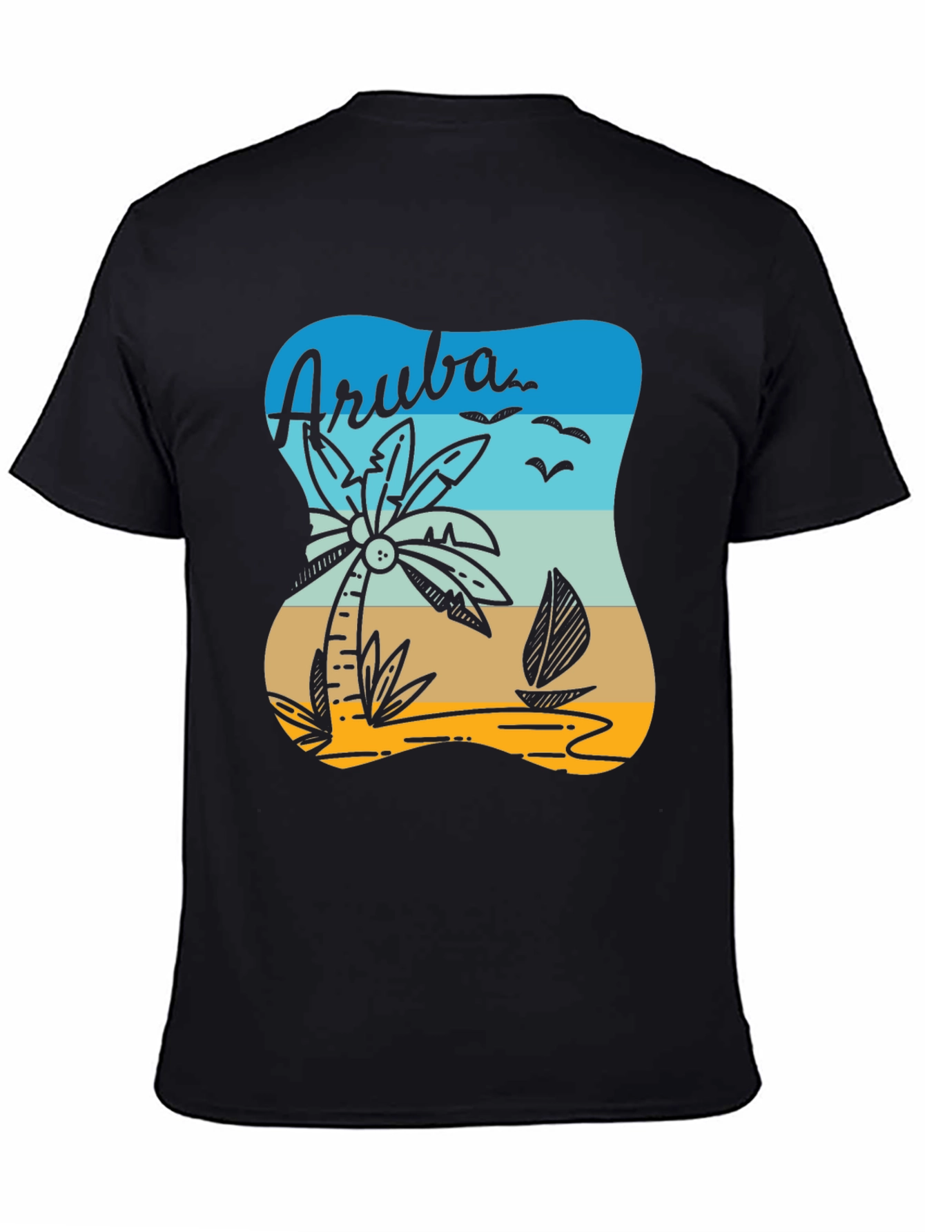 Aruba T-Shirt Palm Tree Sailboat Beach Vacation Tee