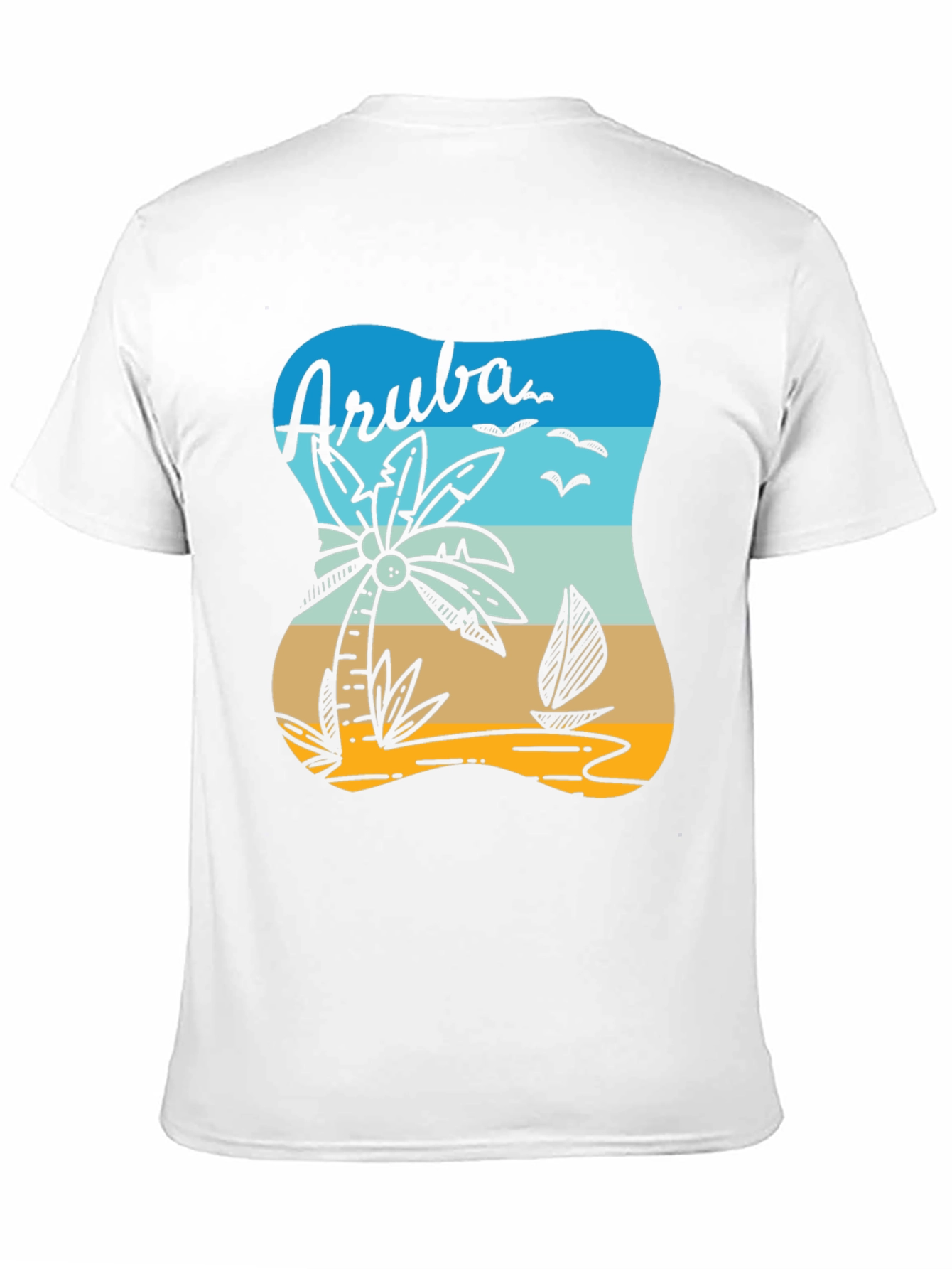 Aruba T-Shirt Palm Tree Sailboat Beach Vacation Tee