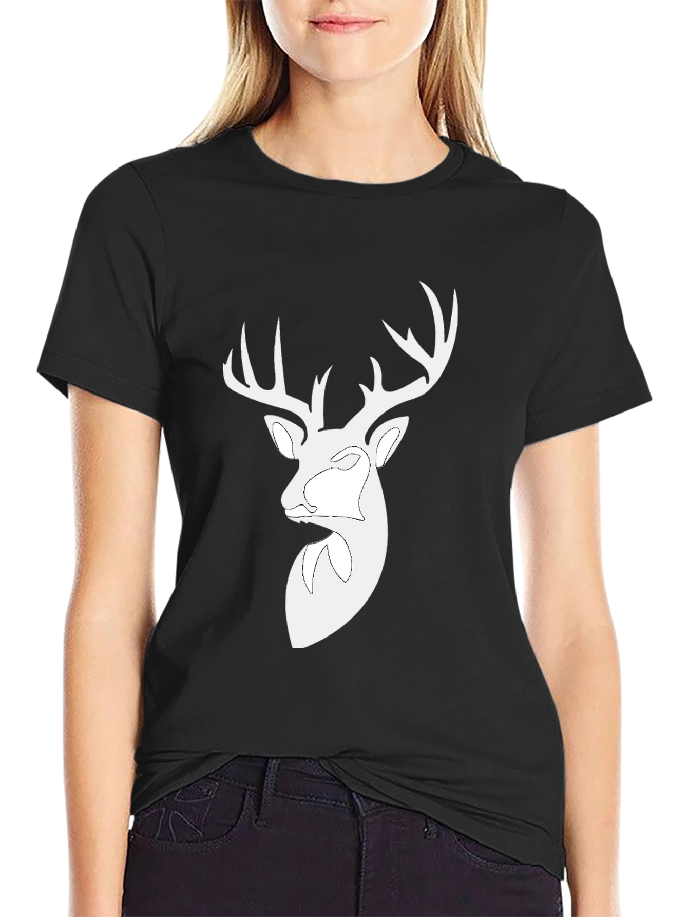 Deer Head Graphic Black T-Shirt