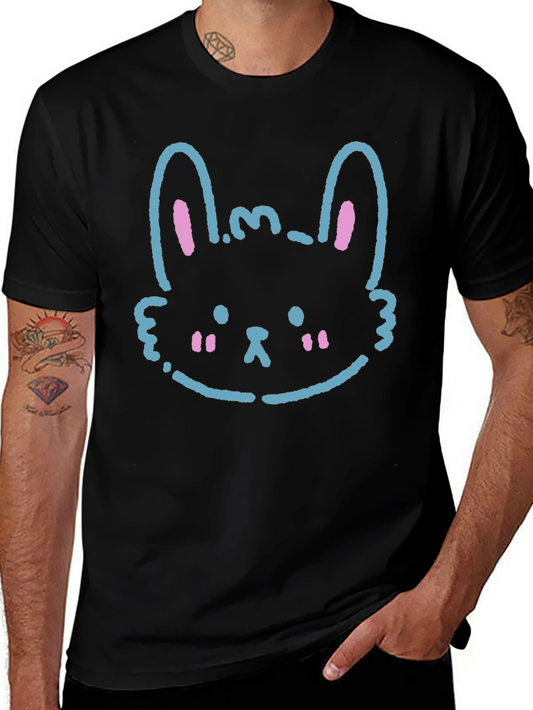 Cute Bunny Graphic Black T-Shirt