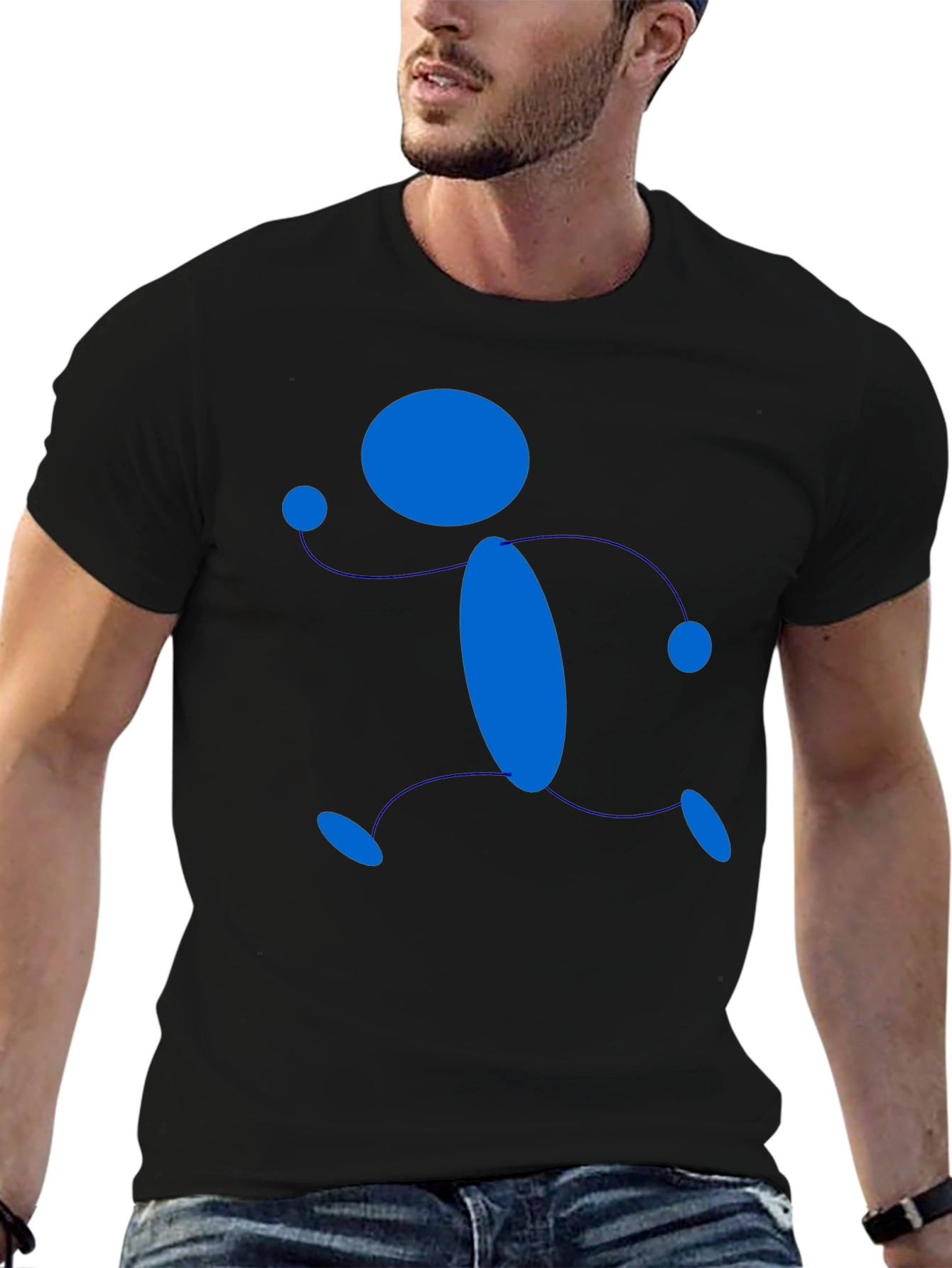 Abstract Running Man Graphic T-Shirt - Black