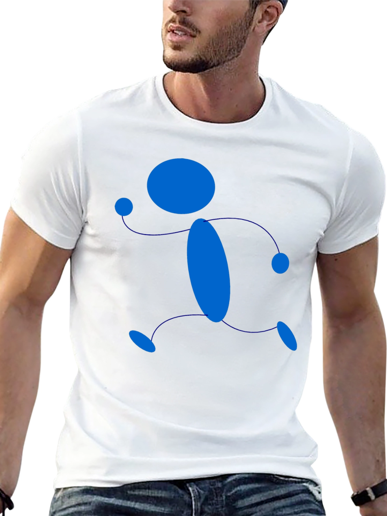 Abstract Running Man Graphic T-Shirt - Black