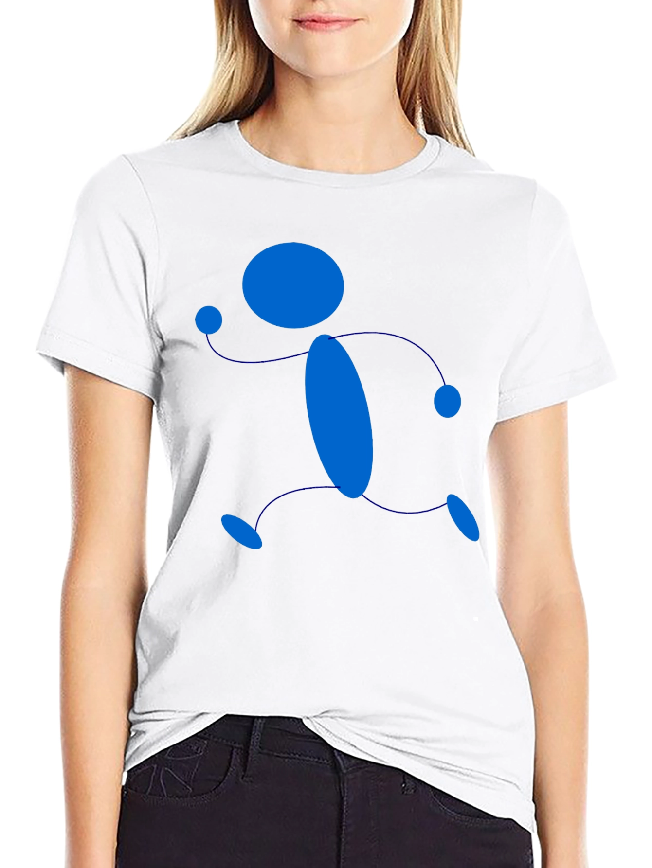 Abstract Running Man Graphic T-Shirt - Black