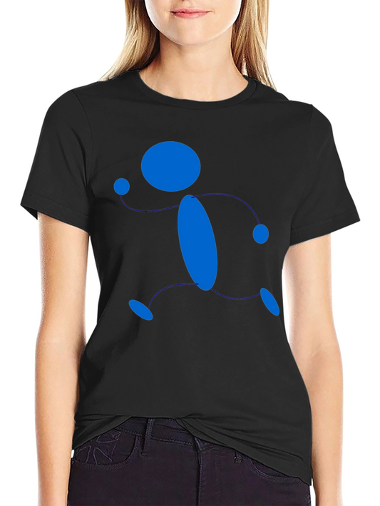 Abstract Running Man Graphic T-Shirt - Black