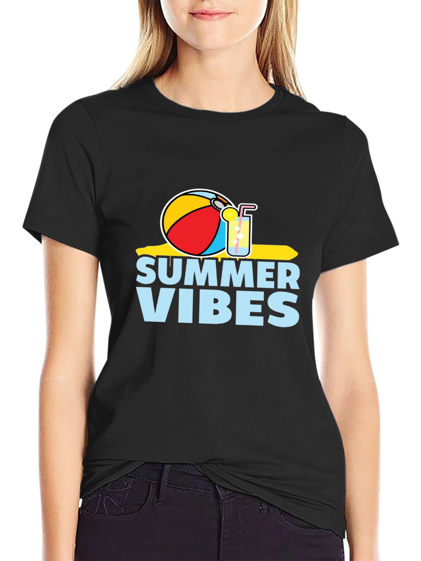 Summer Vibes Graphic Tee - Black