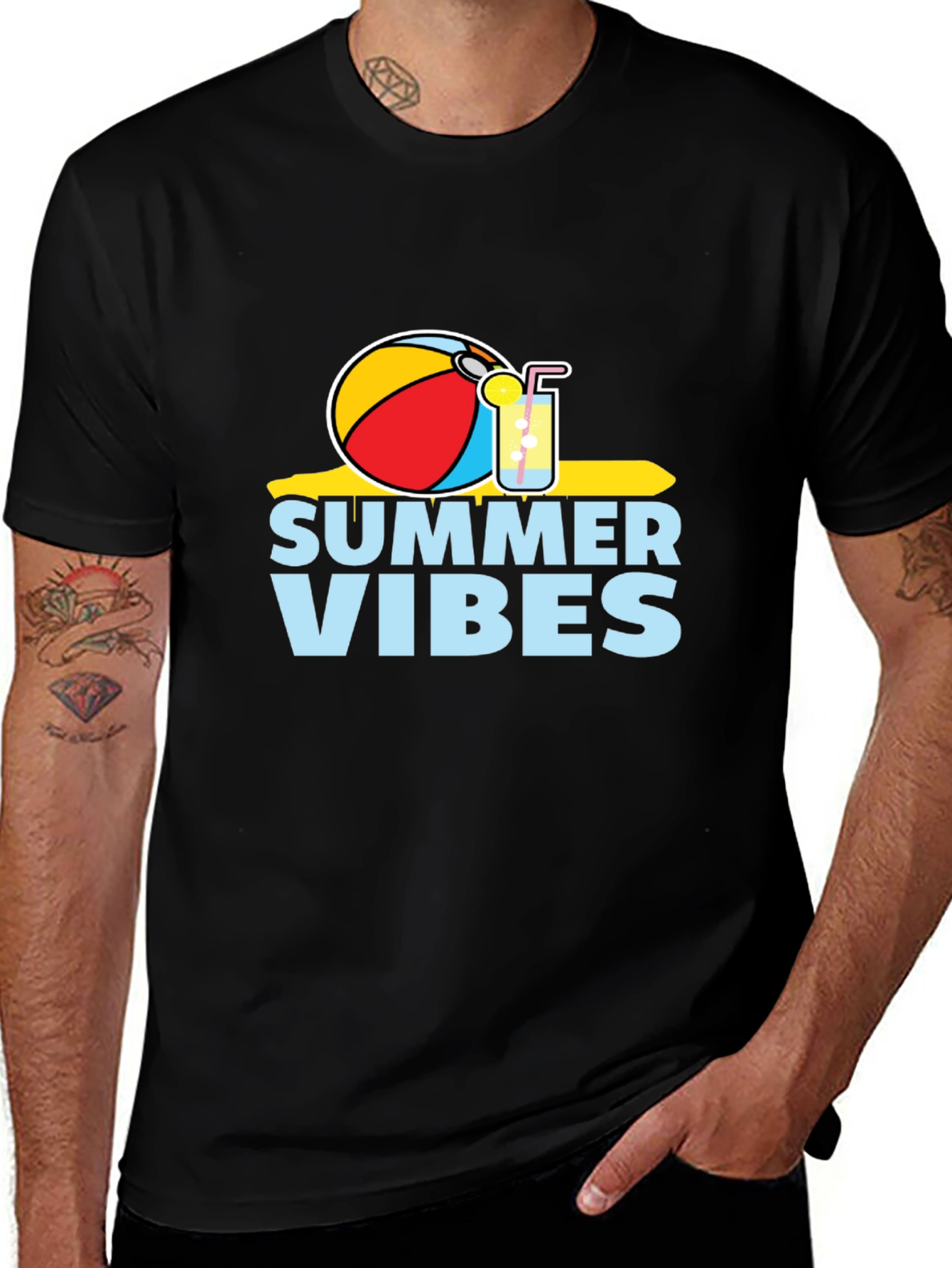 Summer Vibes Graphic Tee - Black