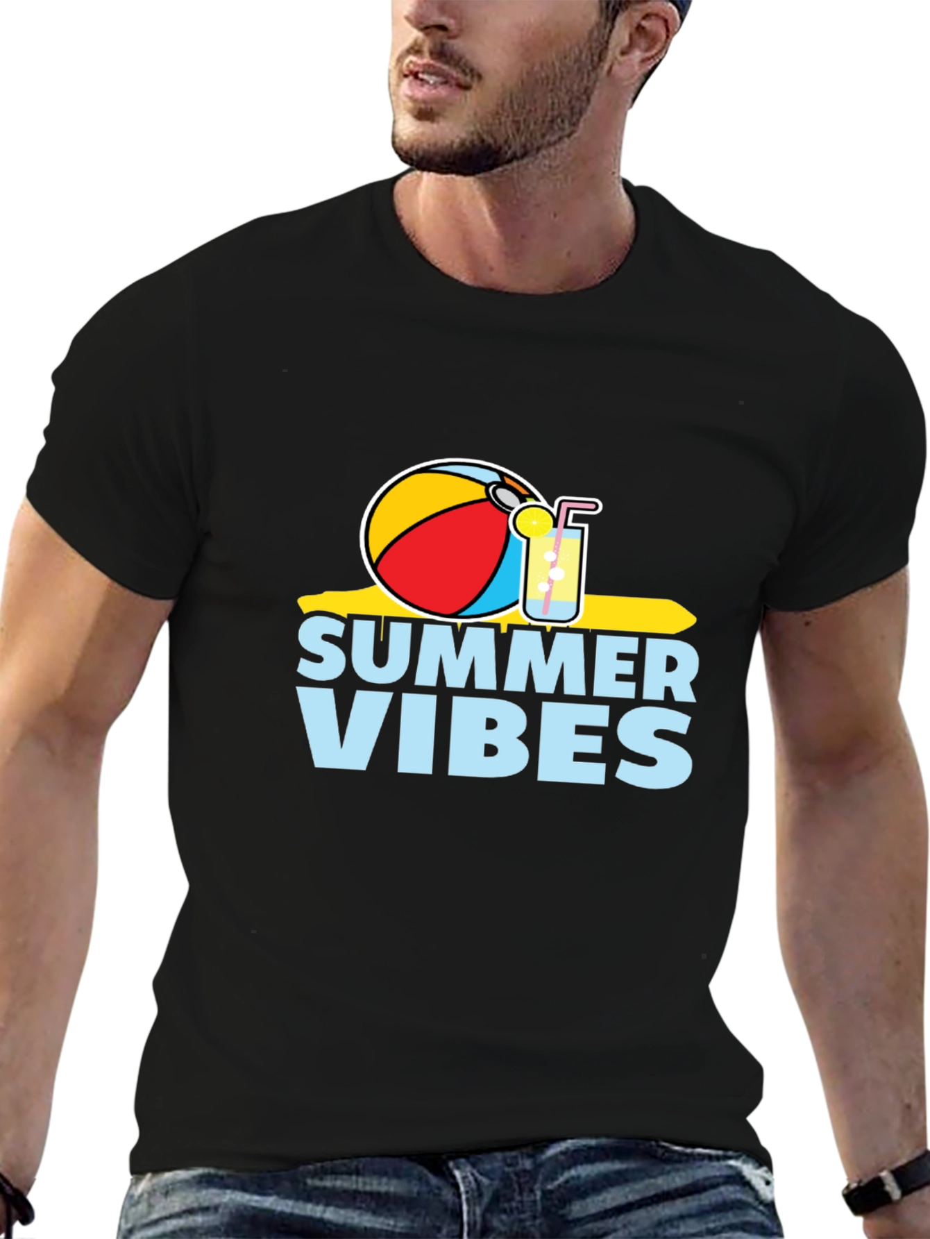 Summer Vibes Graphic Tee - Black