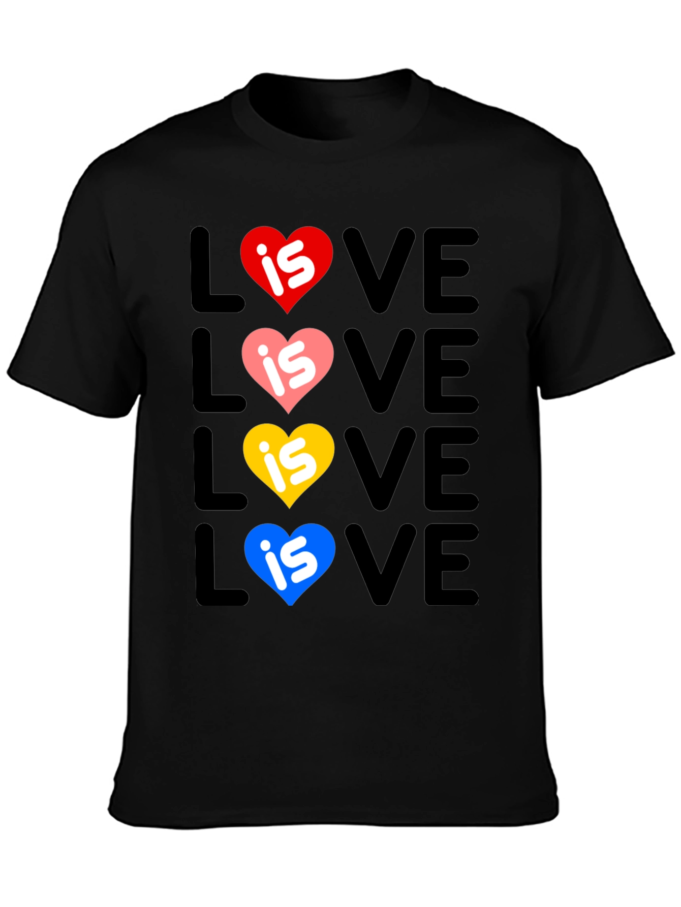 Love Is Love Pride T-Shirt - Rainbow Hearts
