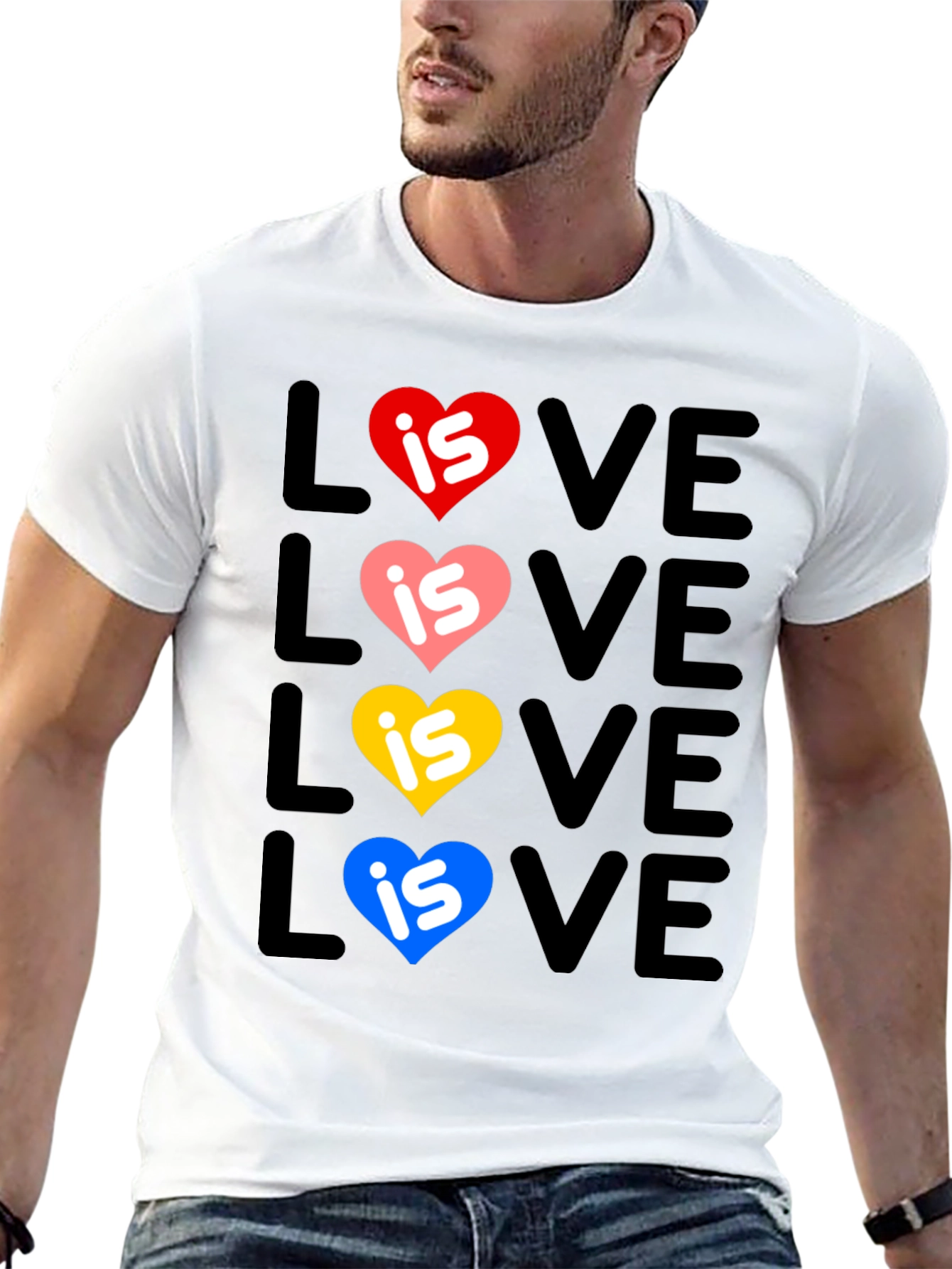Love Is Love Pride T-Shirt - Rainbow Hearts
