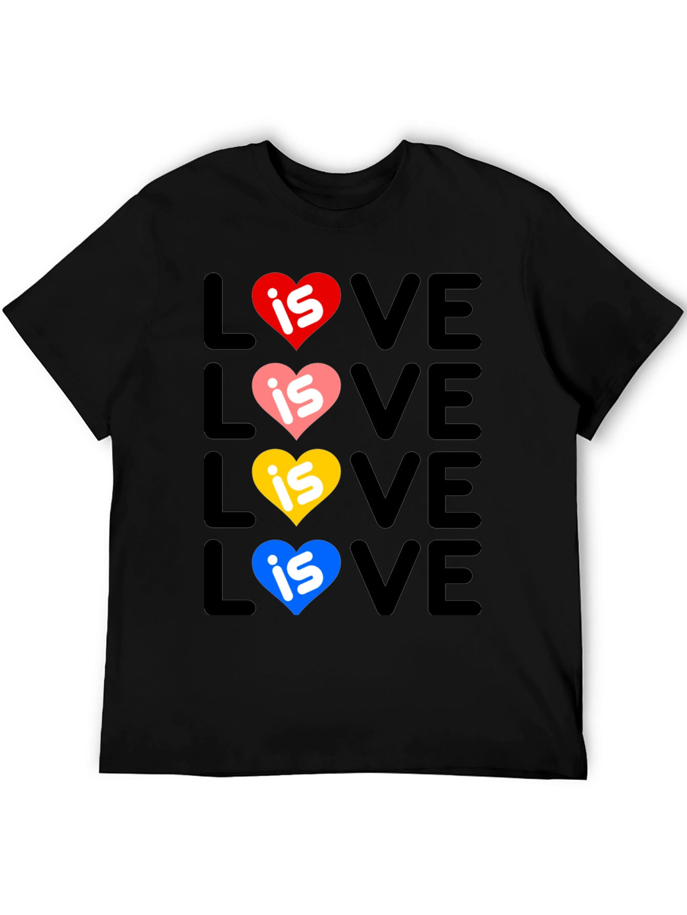 Love Is Love Pride T-Shirt - Rainbow Hearts