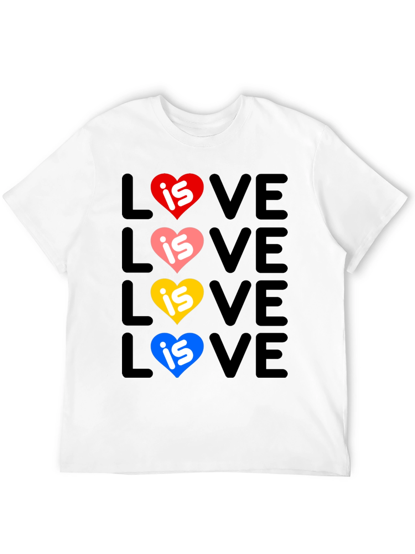 Love Is Love Pride T-Shirt - Rainbow Hearts