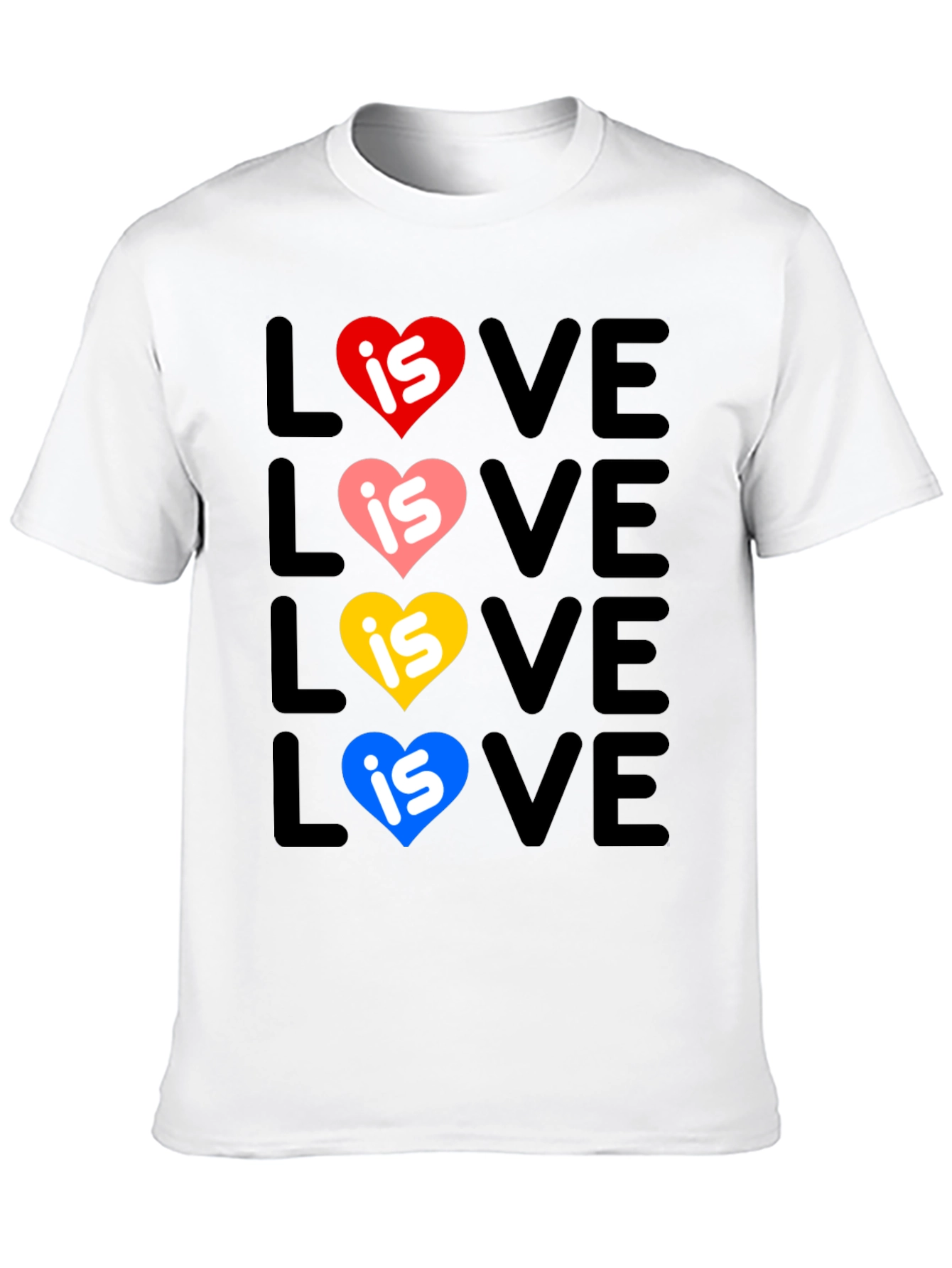 Love Is Love Pride T-Shirt - Rainbow Hearts
