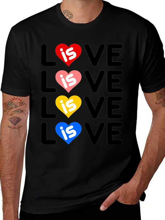 Love Is Love Pride T-Shirt - Rainbow Hearts
