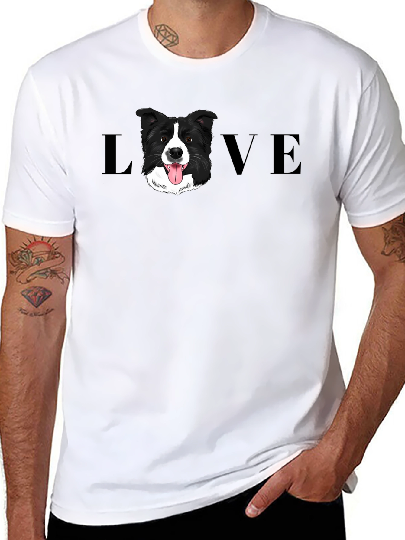 Border Collie Dog LOVE Graphic Tee - Black
