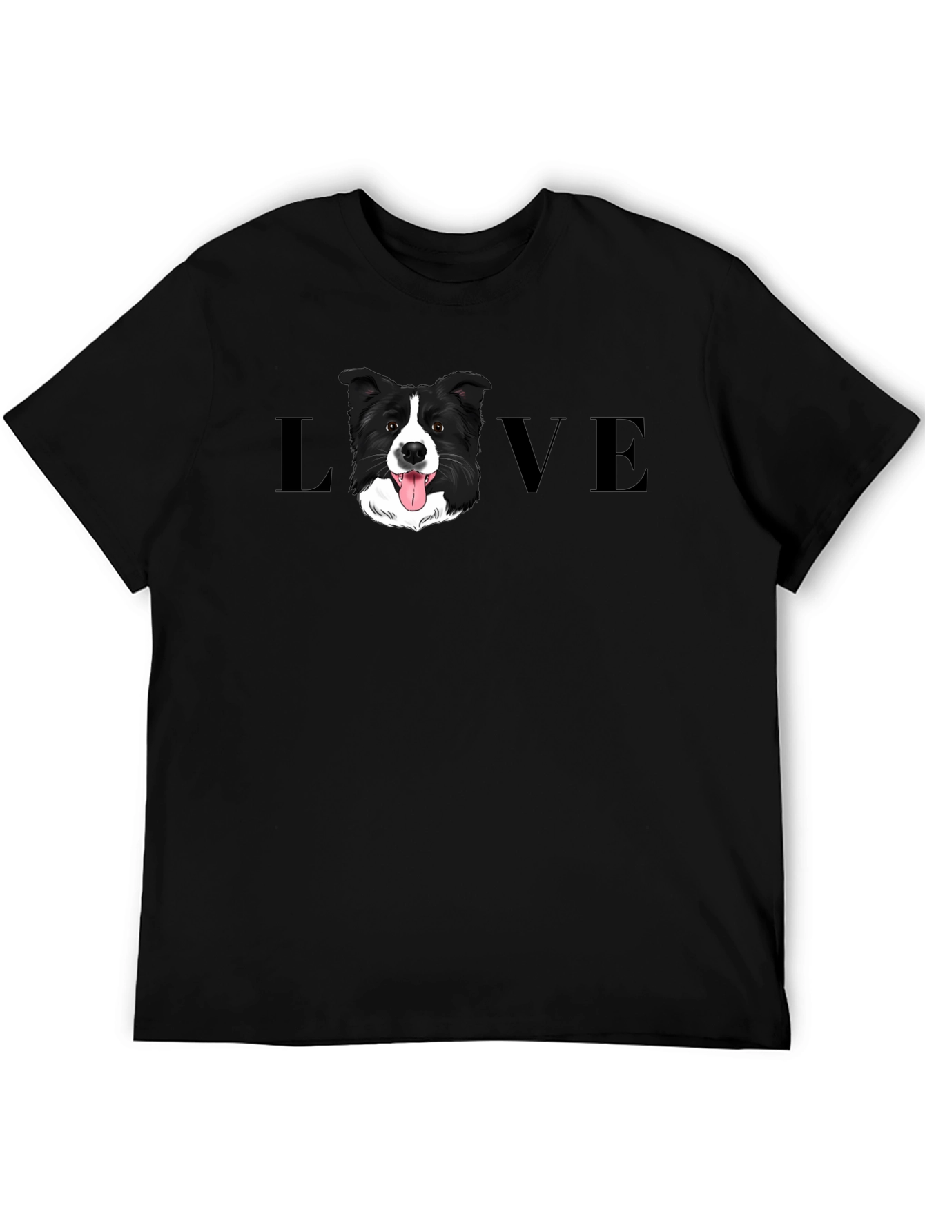 Border Collie Dog LOVE Graphic Tee - Black