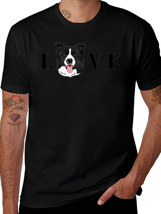 Border Collie Dog LOVE Graphic Tee - Black