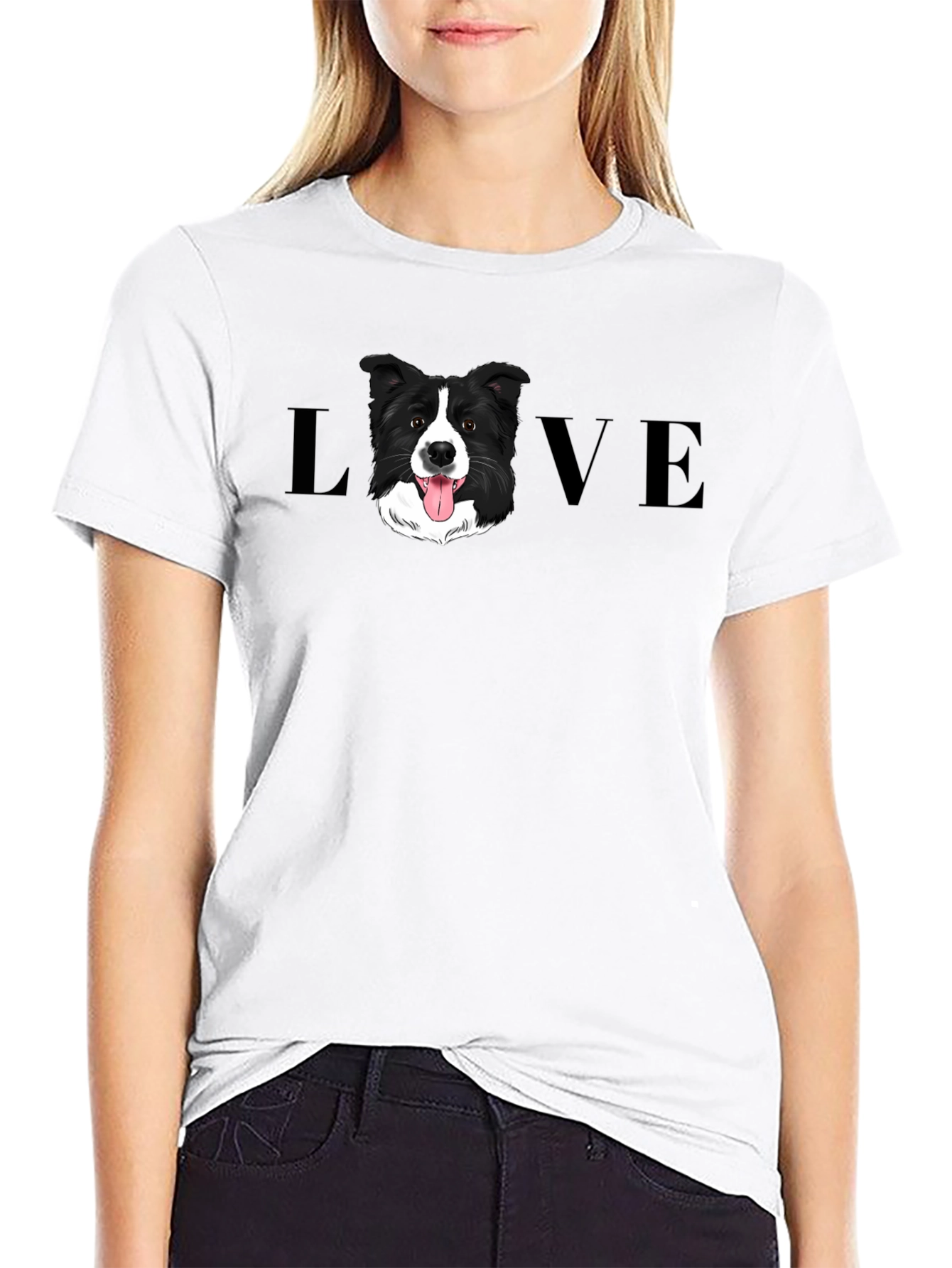 Border Collie Dog LOVE Graphic Tee - Black