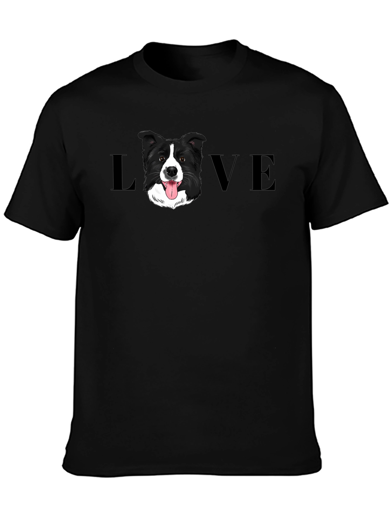 Border Collie Dog LOVE Graphic Tee - Black