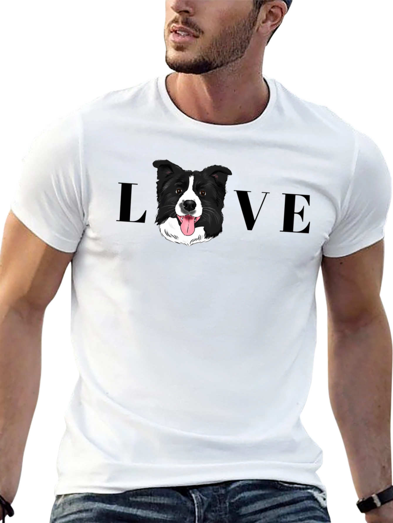 Border Collie Dog LOVE Graphic Tee - Black
