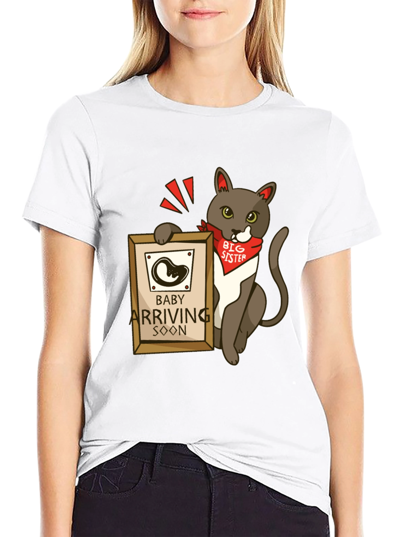Big Sister Cat T-Shirt - Baby Announcement Tee