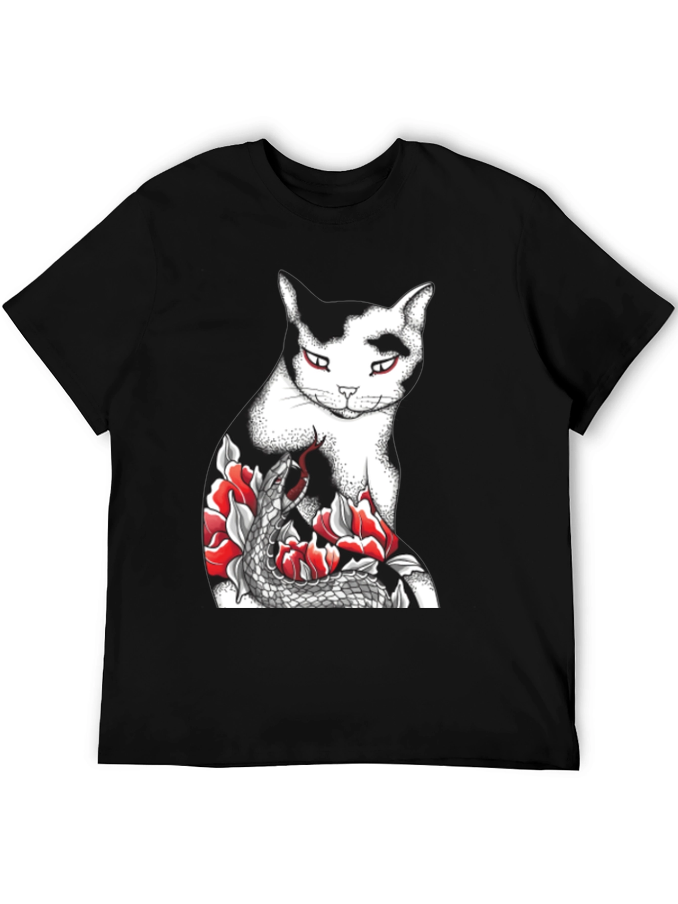 Cat & Snake Graphic Tee - Unique Design