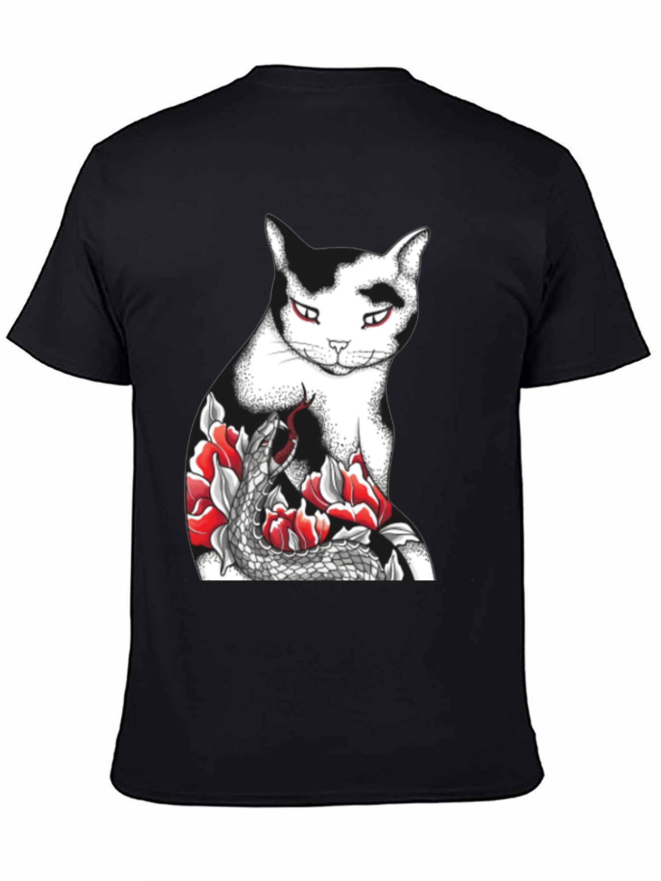 Cat & Snake Graphic Tee - Unique Design