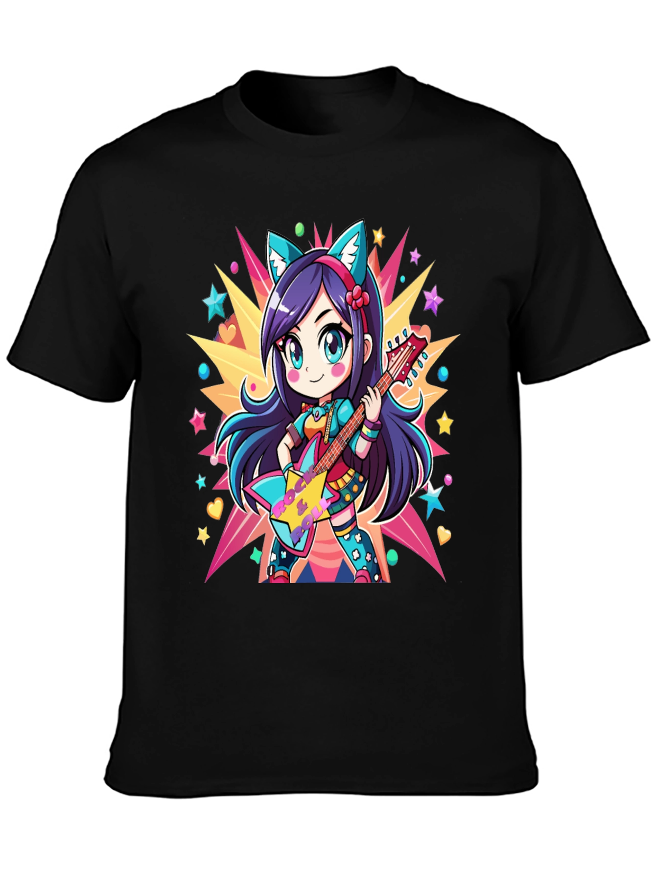 Anime Girl Guitarist Graphic Tee