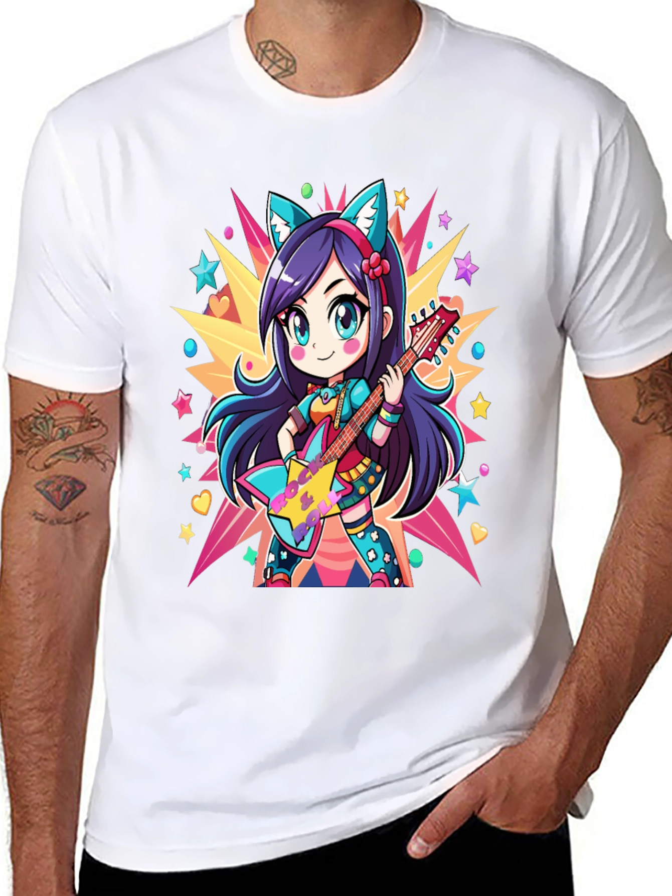 Anime Girl Guitarist Graphic Tee