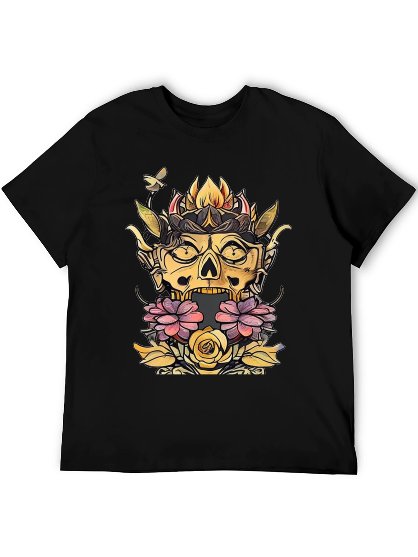 Floral Skull Graphic Tee - Unique Design