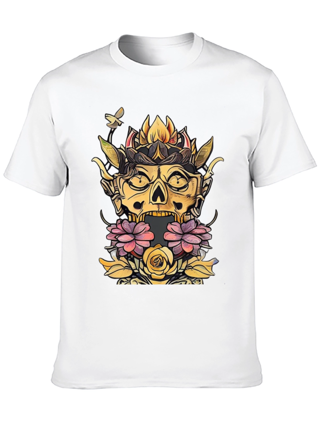 Floral Skull Graphic Tee - Unique Design